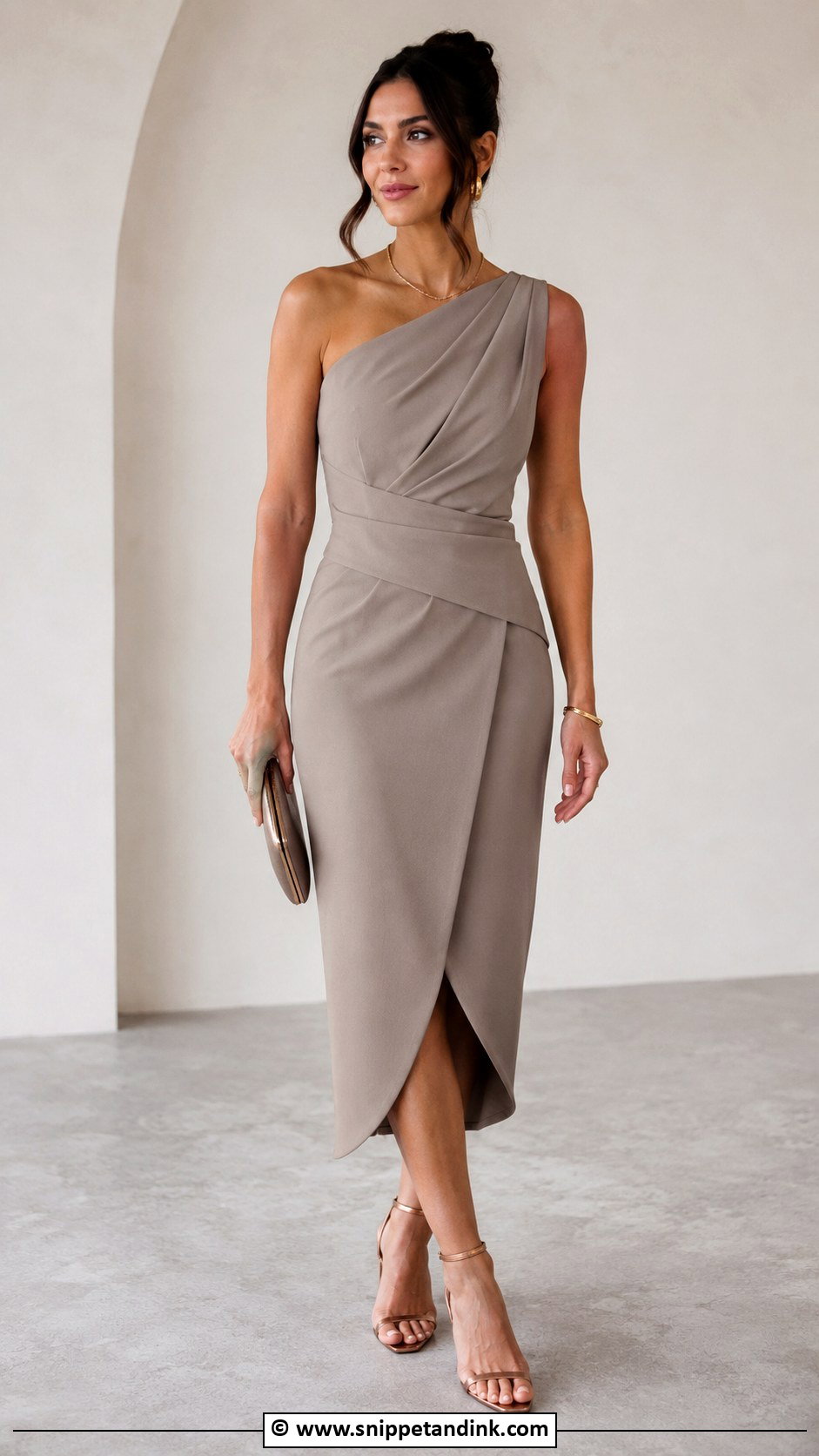 Taupe Crepe Brides Sister Dress - Snippet and Ink - 30 Bride's Sister Dress Ideas