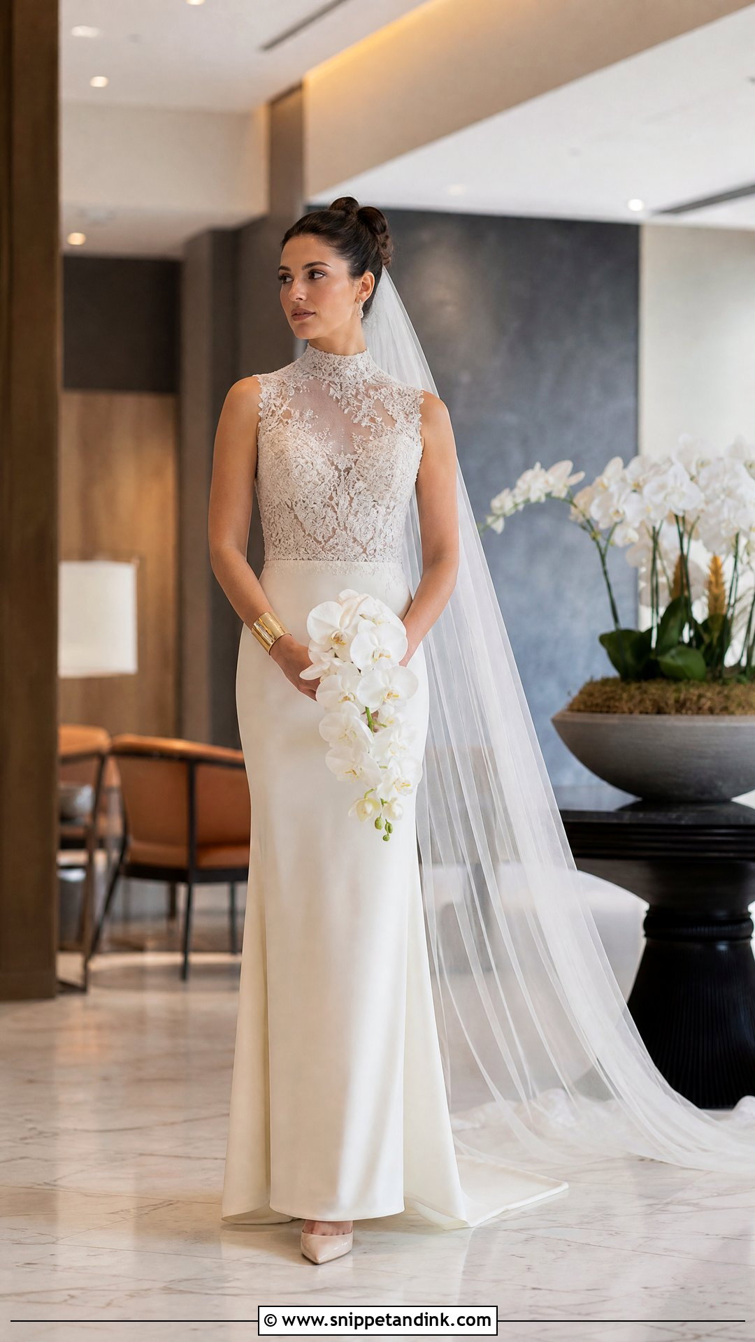 Taupe High Neck Wedding Dress - Snippet and Ink - 20 Taupe Wedding Dress Ideas