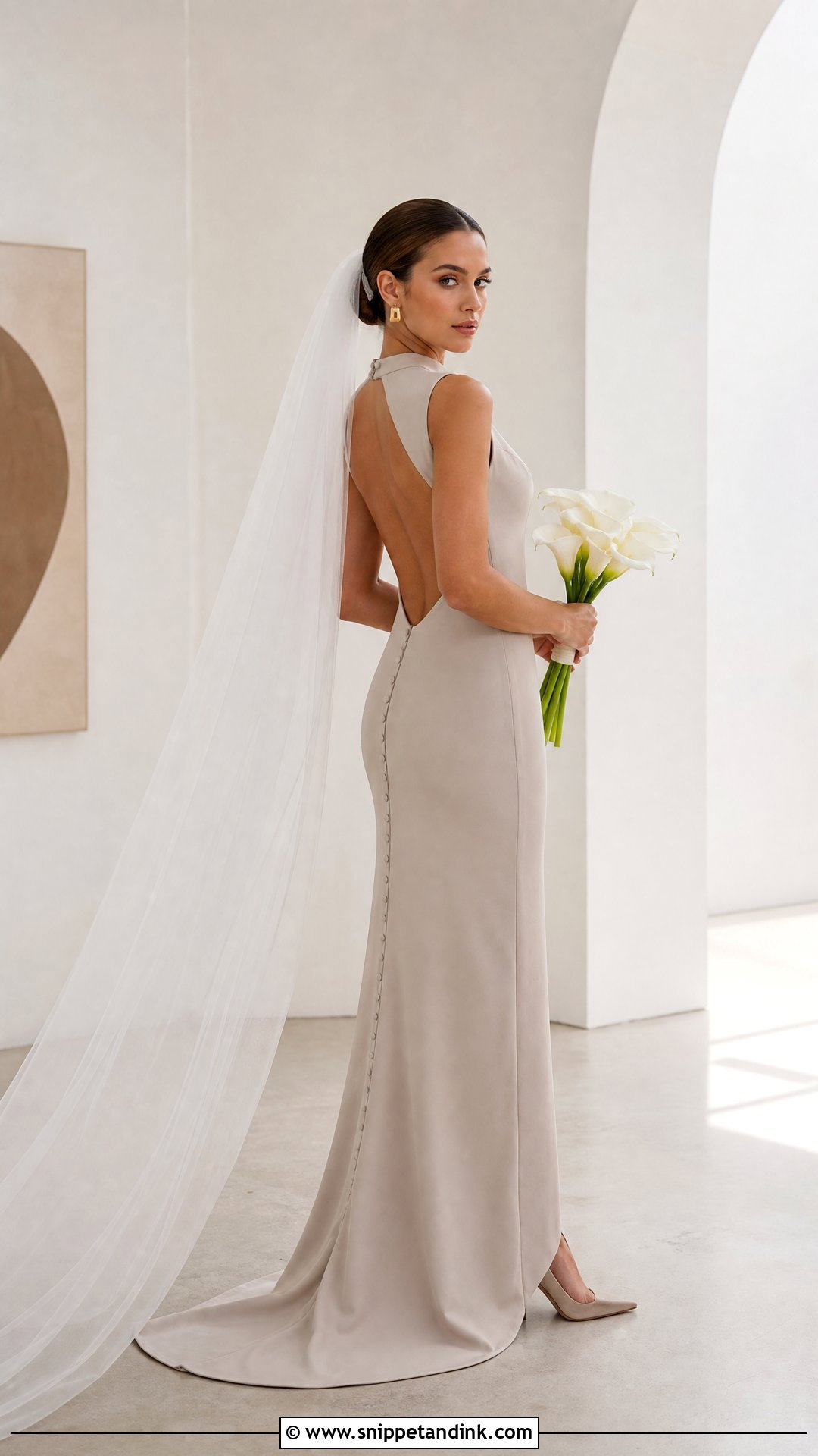 Taupe Minimalist Wedding Dress - Snippet and Ink - 20 Taupe Wedding Dress Ideas