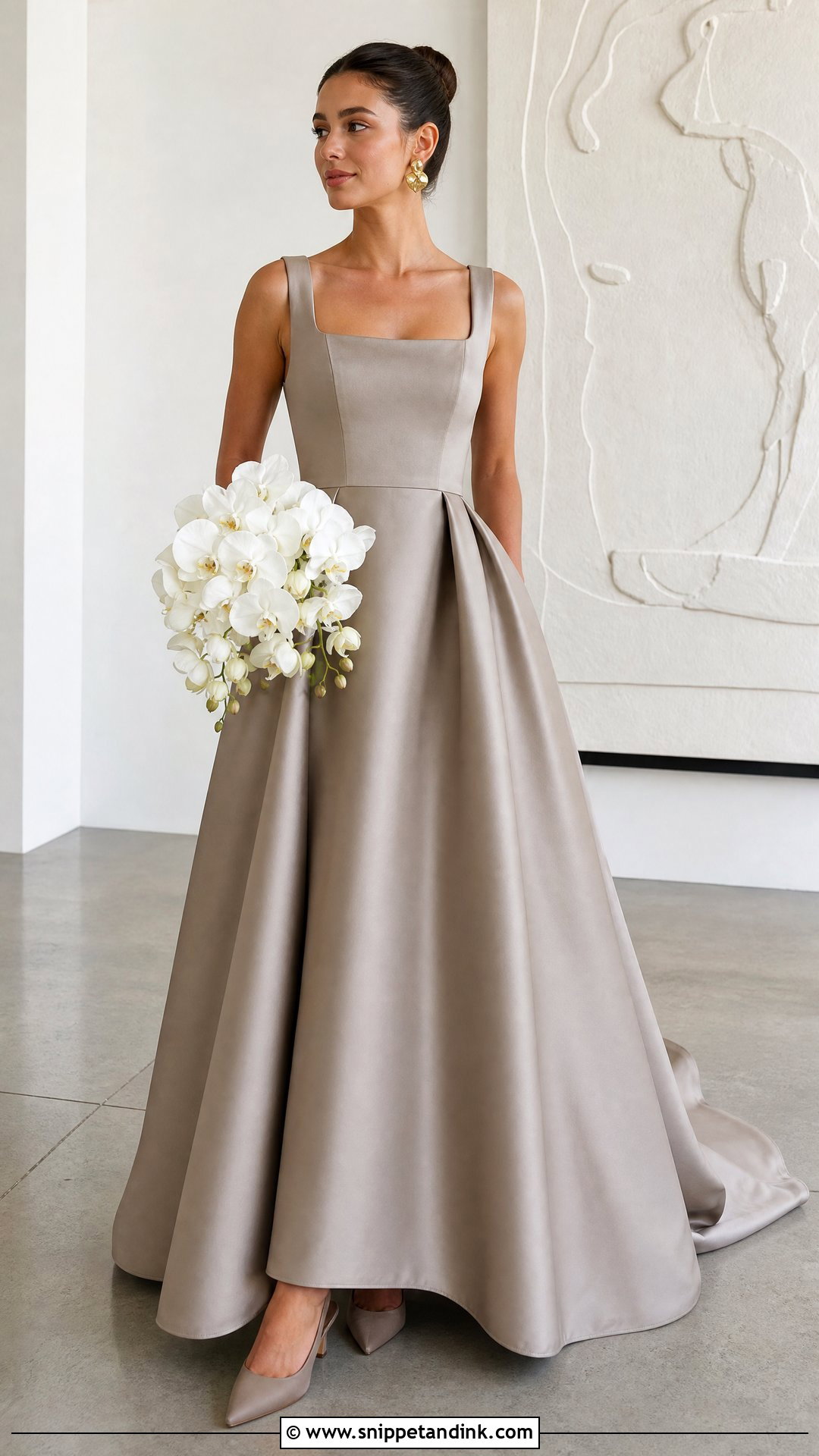 Taupe Satin Wedding Dress - Snippet and Ink - 20 Taupe Wedding Dress Ideas