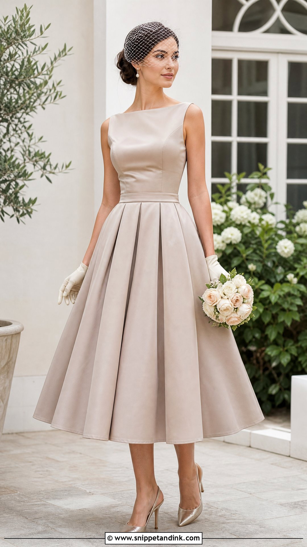 Taupe Tea Length Wedding Dress - Snippet and Ink - 20 Taupe Wedding Dress Ideas