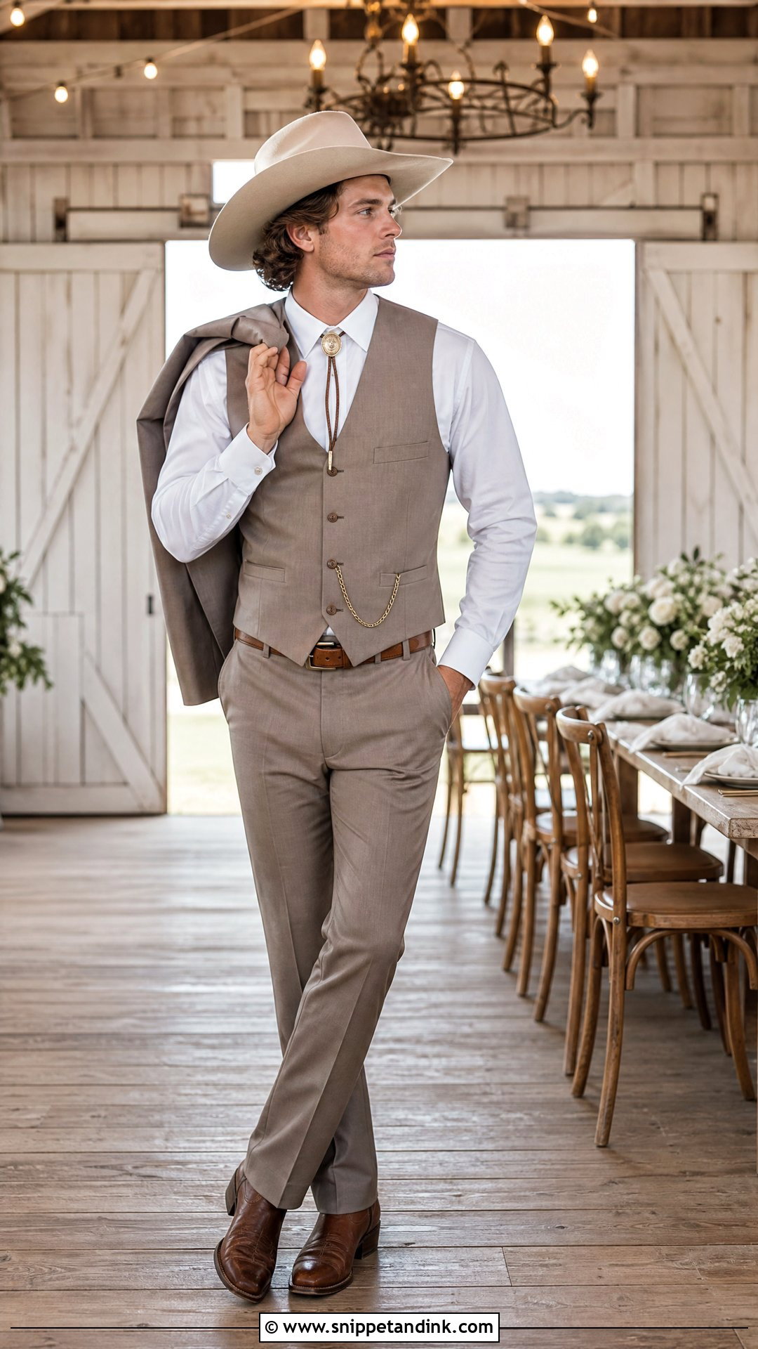 Taupe Vest Western Wedding Suit - Snippet and Ink - 20 Western Wedding Suit Ideas