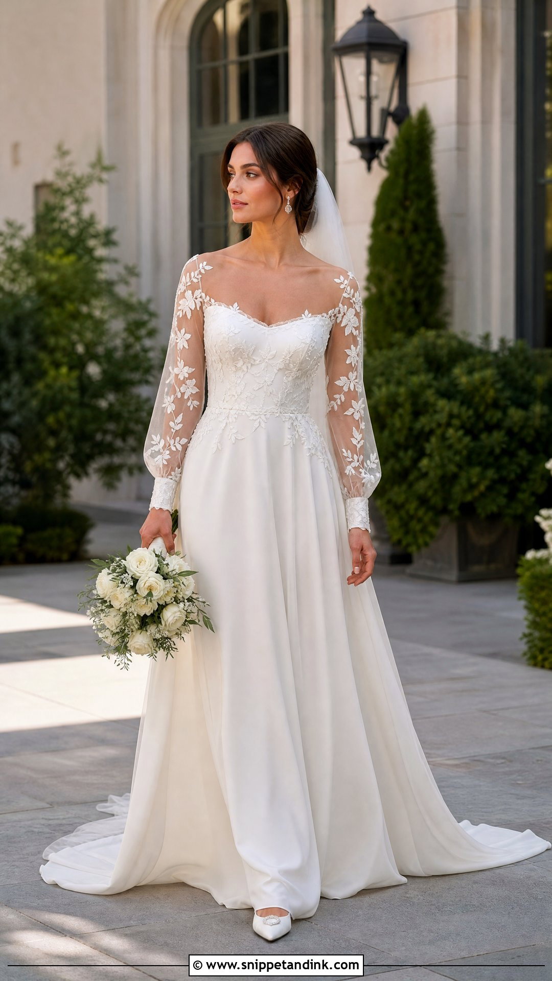 Taylor Hill Sheer Sleeve Wedding Dress - Snippet and Ink - 20 Taylor Hill Wedding Dress Ideas