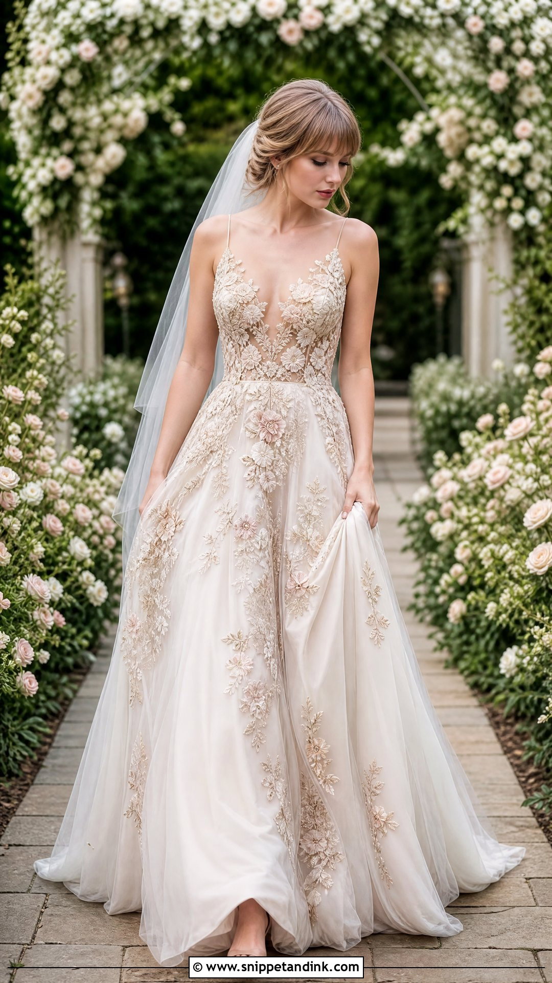 Taylor Swift Wedding Dress Floral Embroidery - Snippet and Ink - 25 Taylor Swift Wedding Dress Ideas