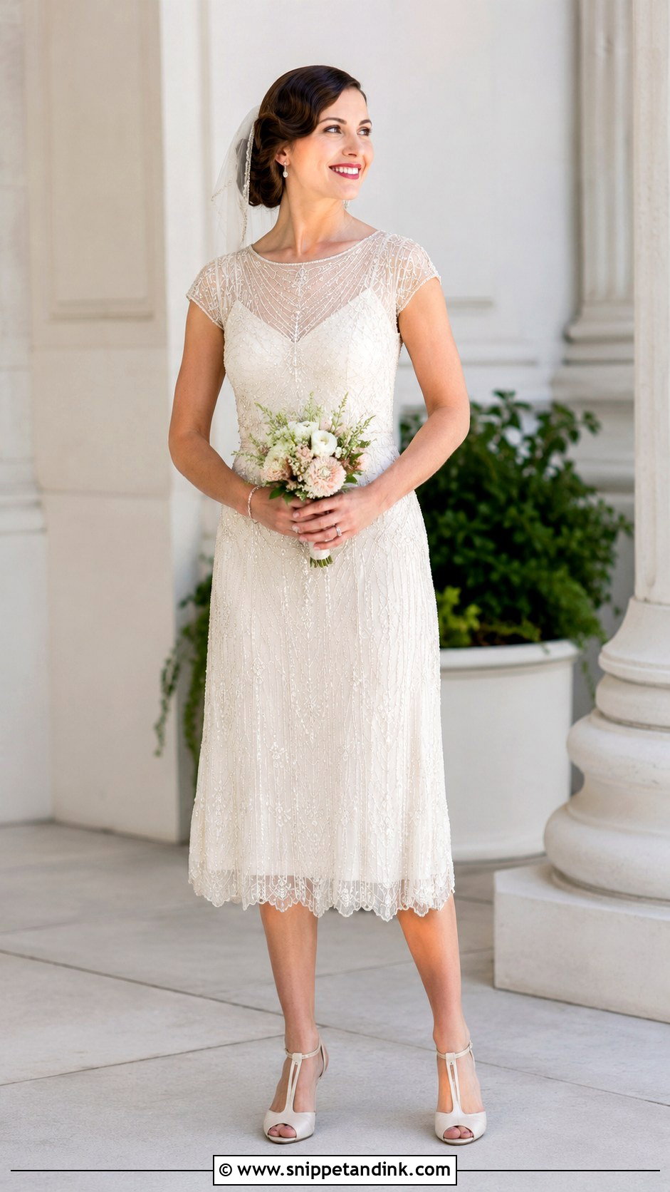 Tea Length 20s Wedding Dress - Snippet and Ink - 25 20s Wedding Dress Ideas