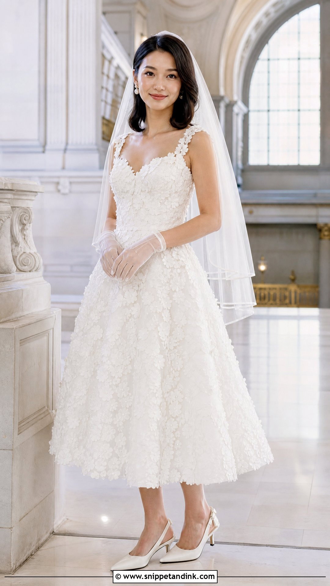 Tea Length 3D Floral Wedding Dress - Snippet and Ink - 20 Wedding Dresses 3d Flowers