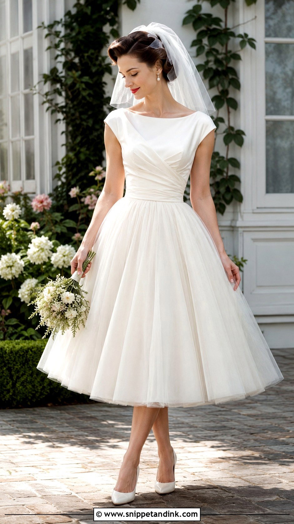 Tea Length 50s Wedding Dress - Snippet and Ink - 30 50s Wedding Dress Ideas