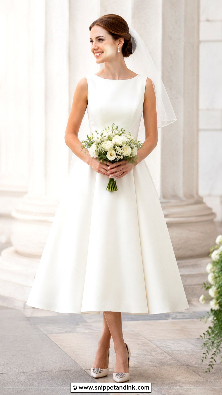 Tea Length A Line Bridal Gown - Snippet and Ink - 25 A Line Bridal Gowns
