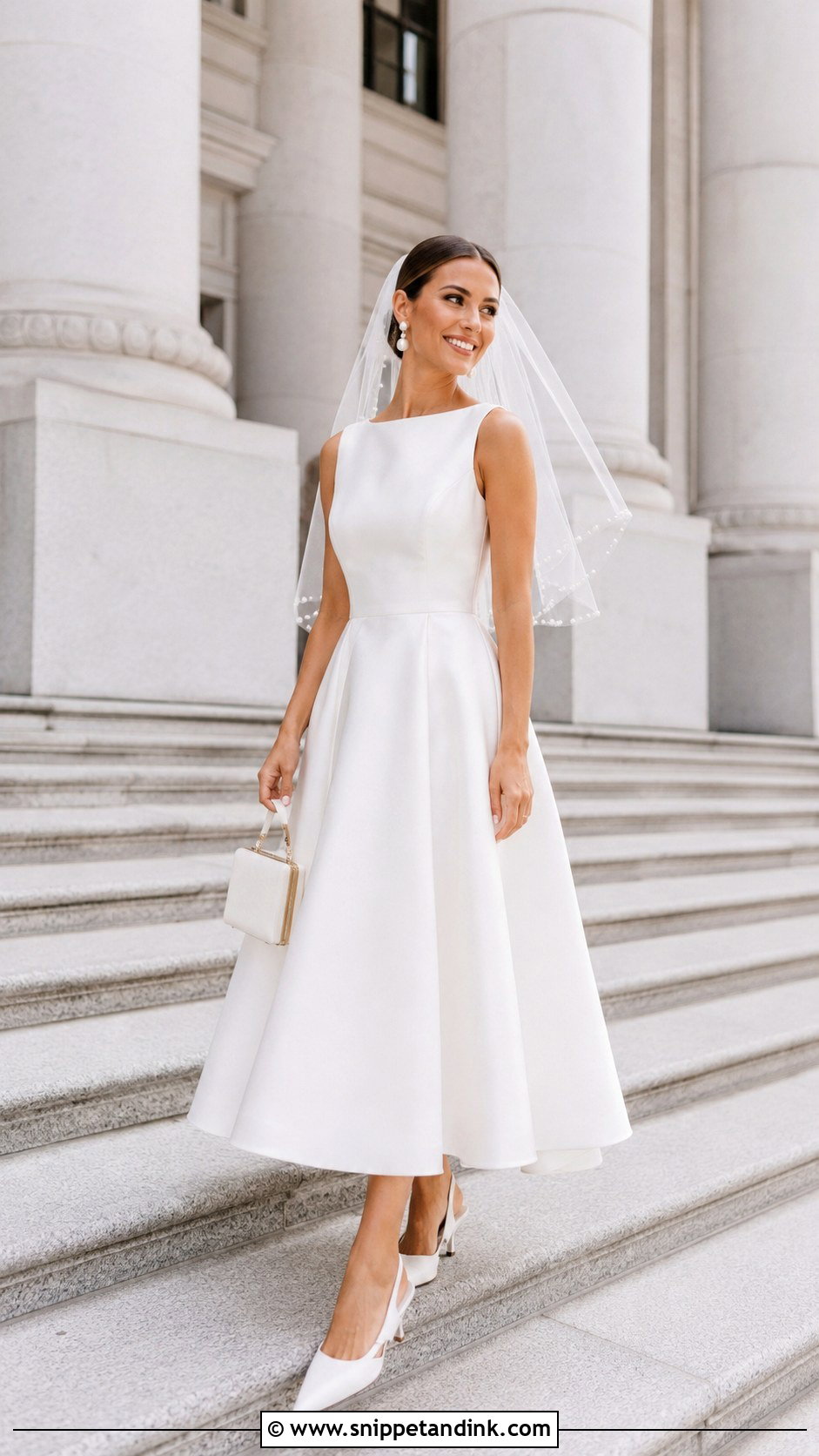 Tea Length A Line Courthouse Elopement Dress - Snippet and Ink - 20 Courthouse Elopement Dress Ideas