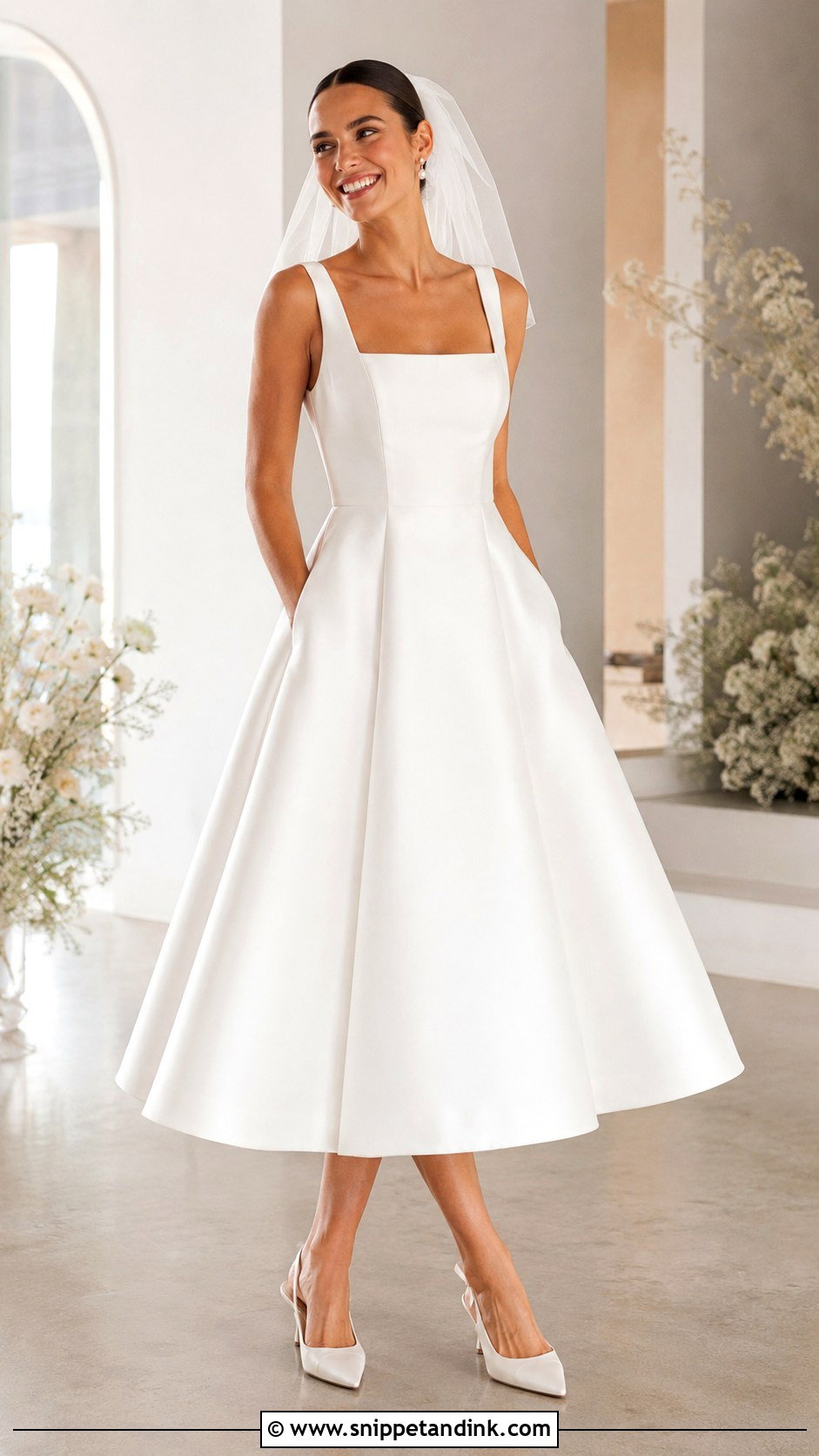 Tea Length A Line Wedding Dress With Wide Straps - Snippet and Ink - 20 A Line Wedding Dress with Straps Ideas