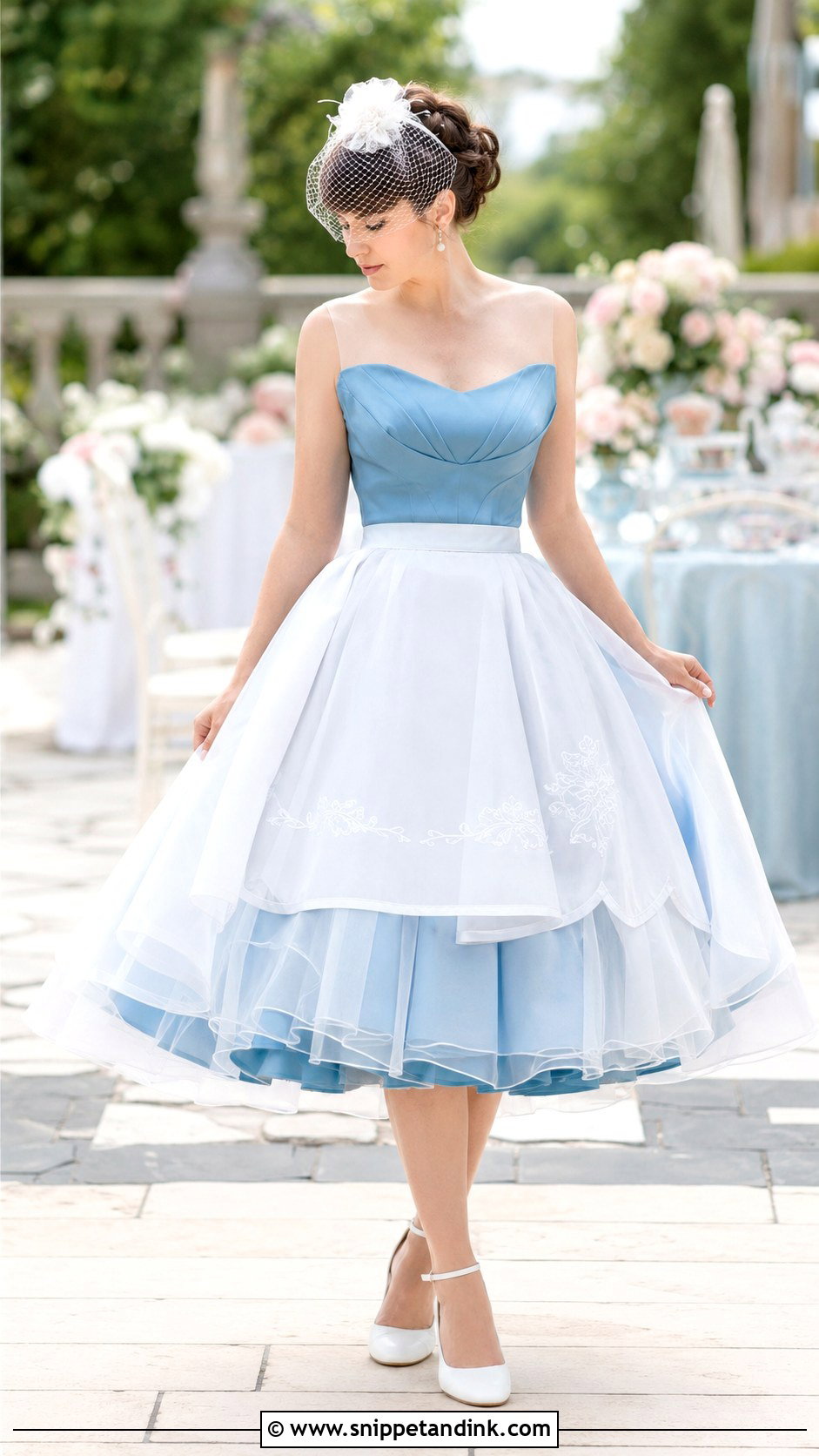 Tea Length Alice in Wonderland Wedding Dress - Snippet and Ink - 20 Alice in Wonderland Wedding Dress Ideas