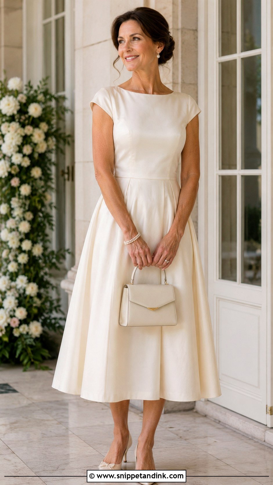 Tea Length Anniversary Dress With Kitten Heels - Snippet and Ink - 25 Wedding Anniversary Dress Ideas