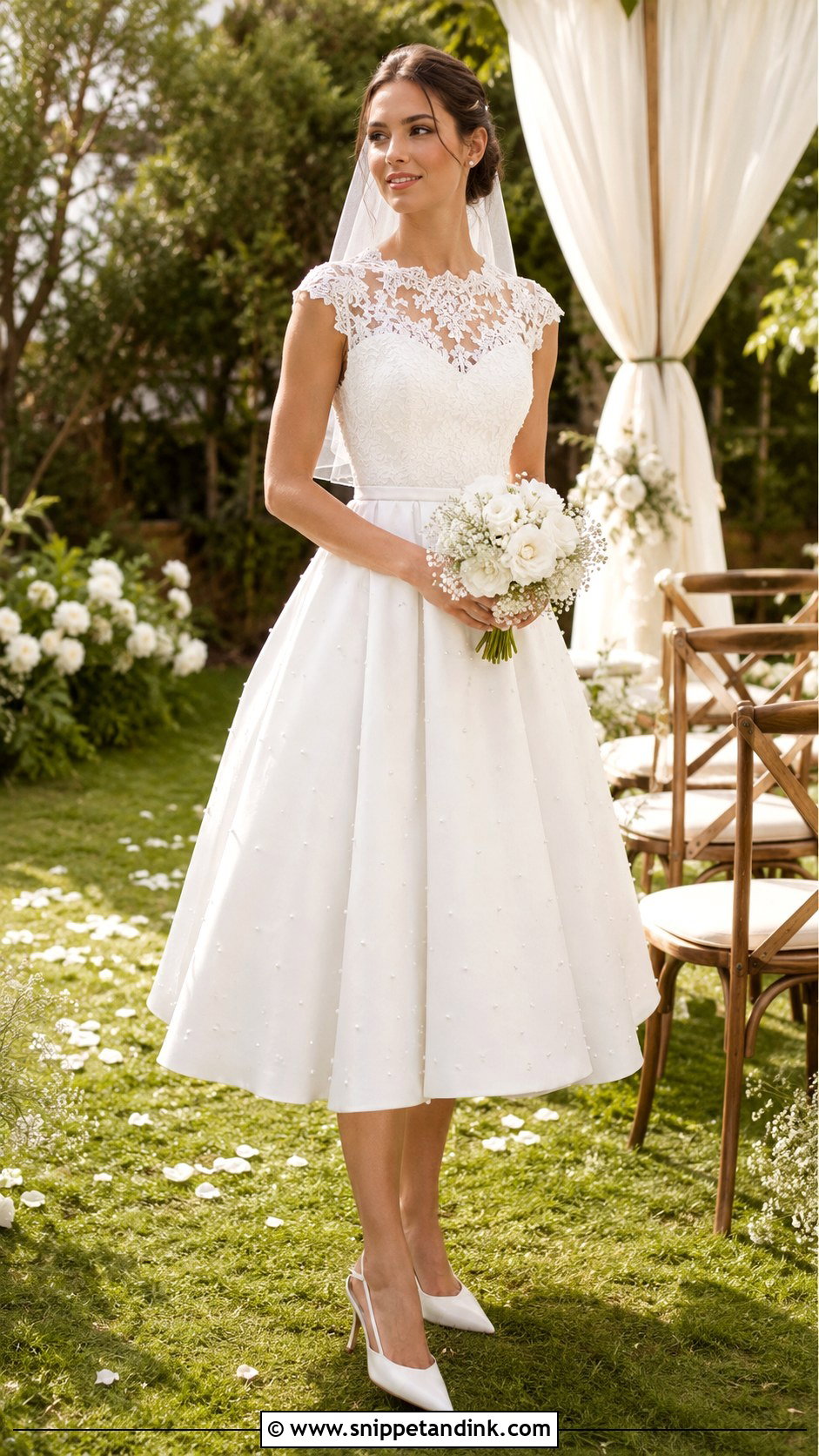 Tea Length Backyard Wedding Dress - Snippet and Ink - 20 Backyard Wedding Dresses
