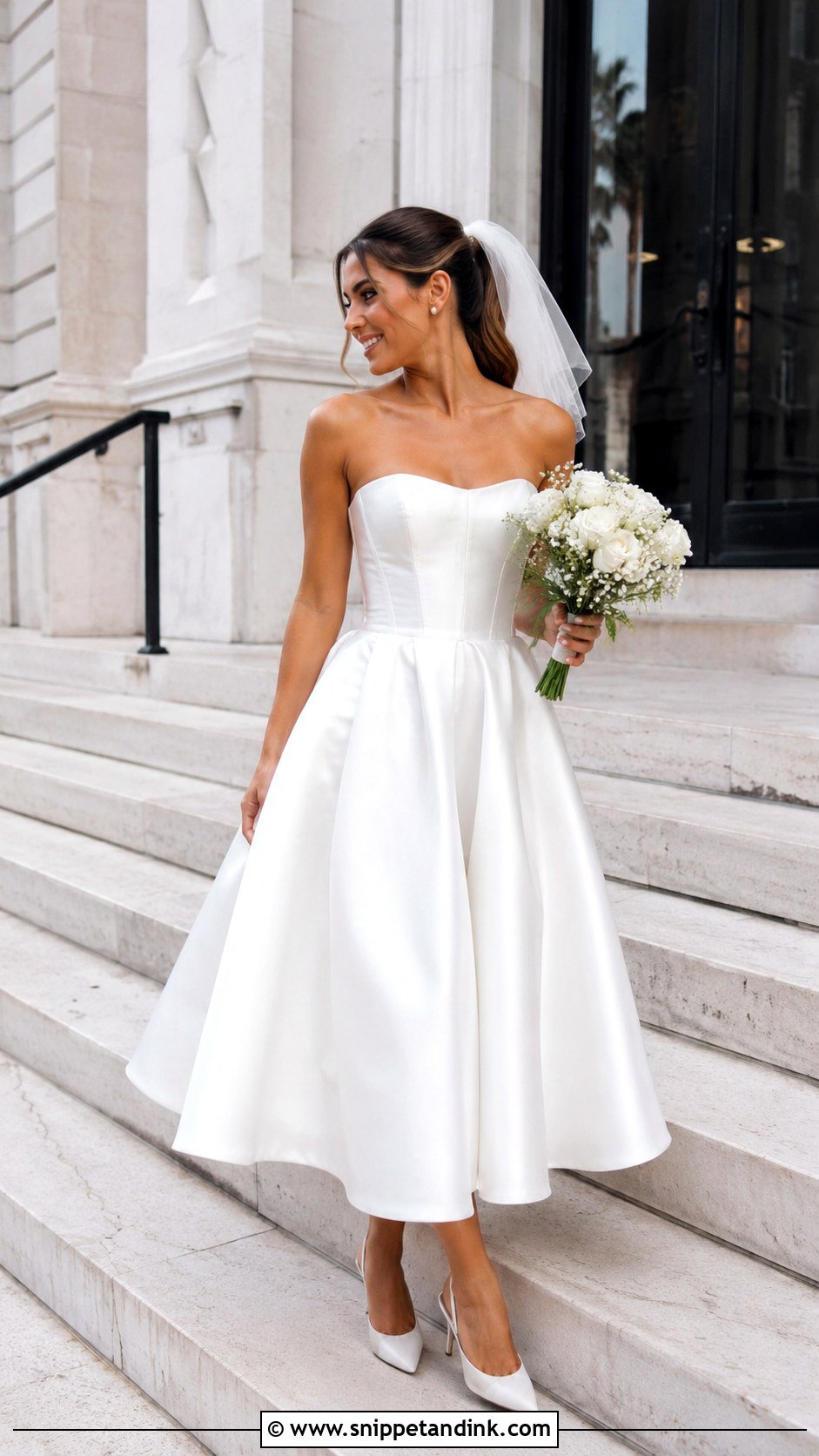 Tea Length Balconette Wedding Dress - Snippet and Ink - 20 Balconette Wedding Dress Ideas