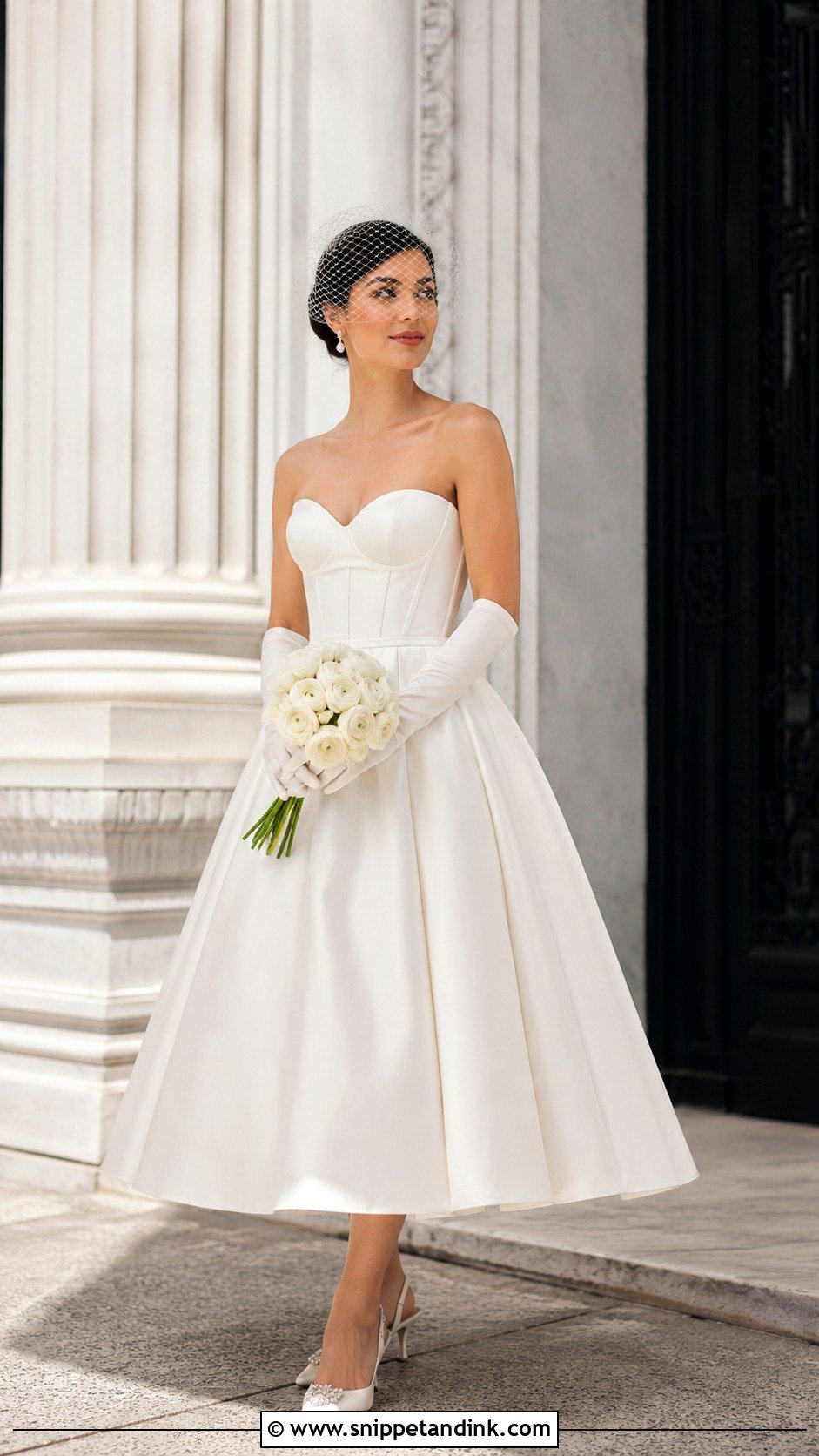 Tea Length Basque Waist Wedding Dress - Snippet and Ink - 20 Basque Waist Wedding Dresses