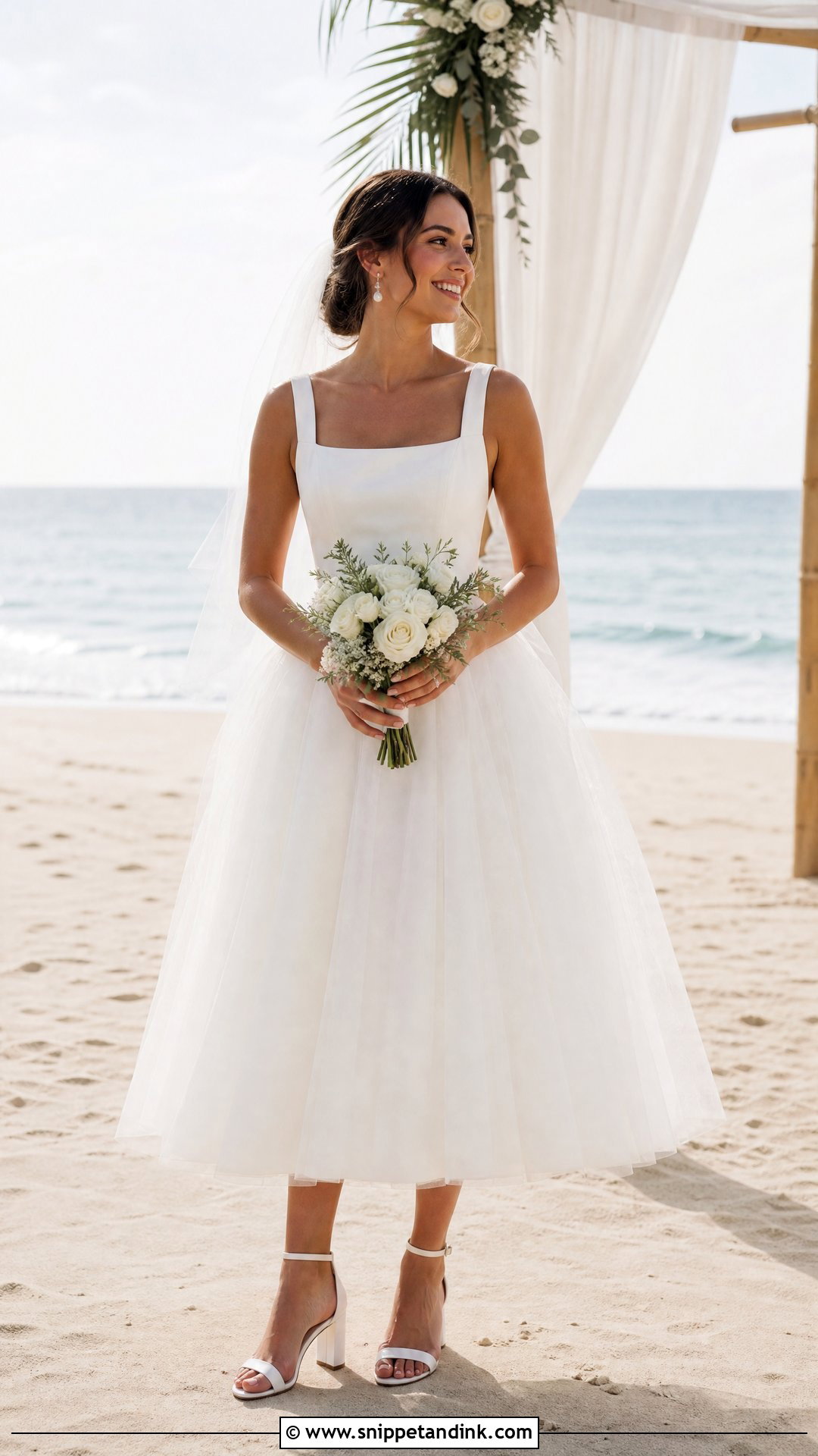 Tea Length Beach Bridal Gown - Snippet and Ink - 25 Beach Bridal Gown Ideas