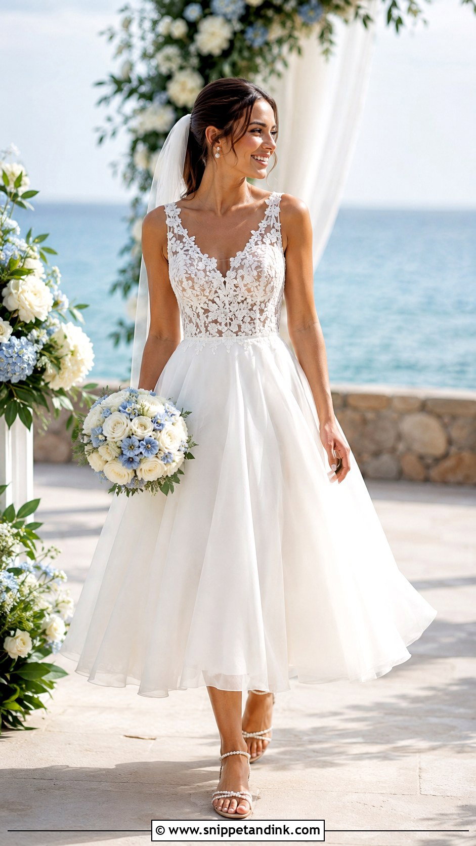 Tea Length Beach Wedding Dress - Snippet and Ink - 20 Destination Wedding Dress Beach Ideas