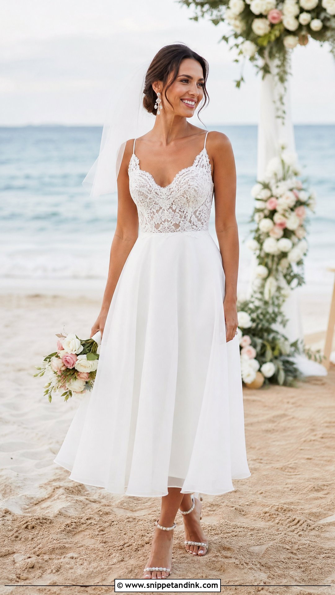 Tea Length Beach Wedding Gown - Snippet and Ink - 25 Beach Wedding Gowns