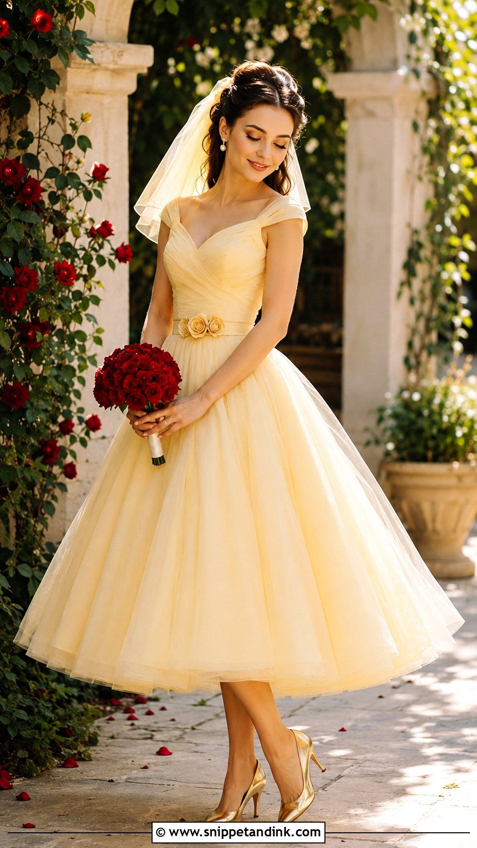 Tea Length Belle Wedding Dress - Snippet and Ink - 20 Beauty and the Beast Wedding Dress Ideas