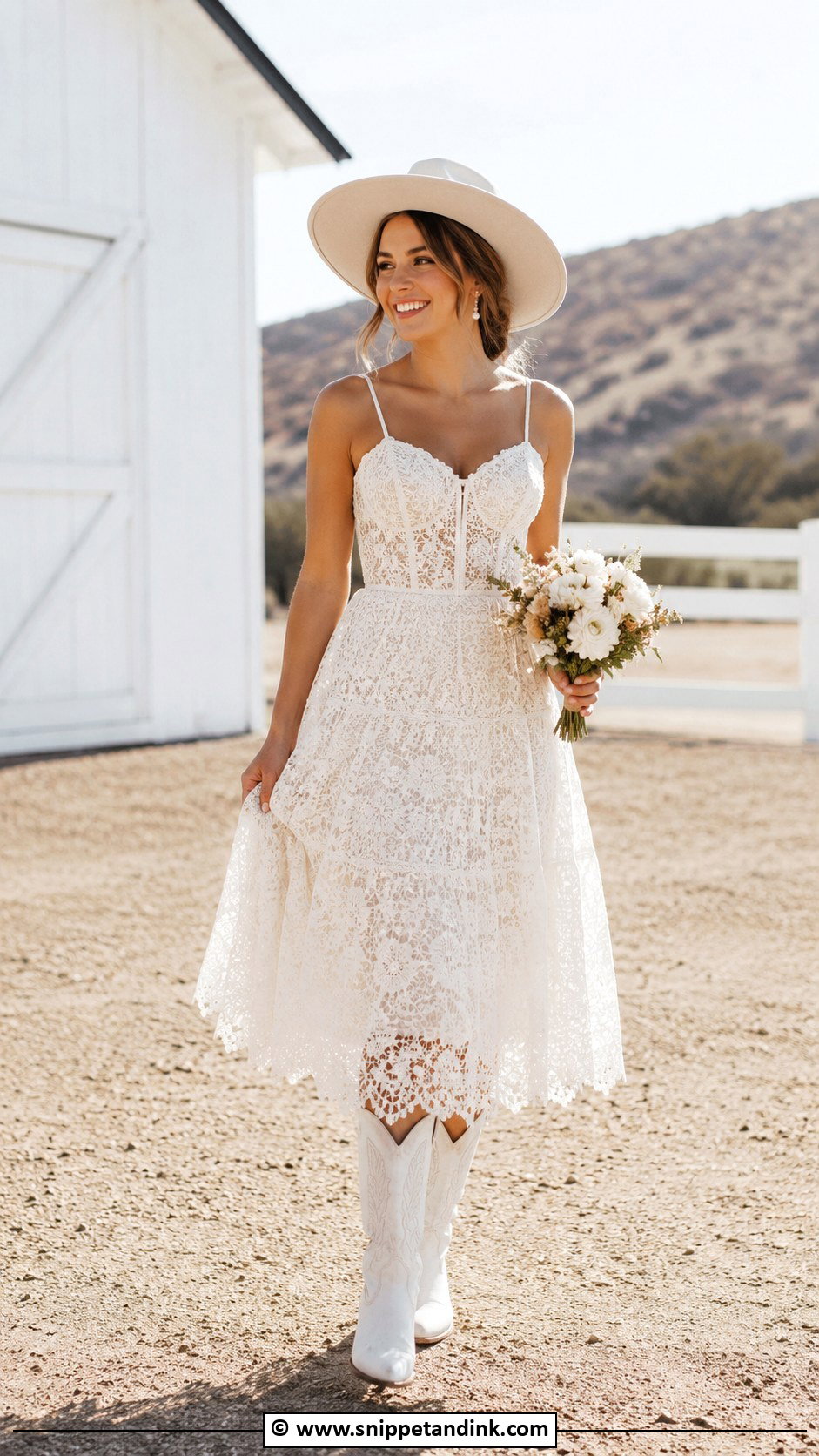 Tea Length Boho Western Wedding Dress - Snippet and Ink - 25 Boho Western Wedding Dress Ideas