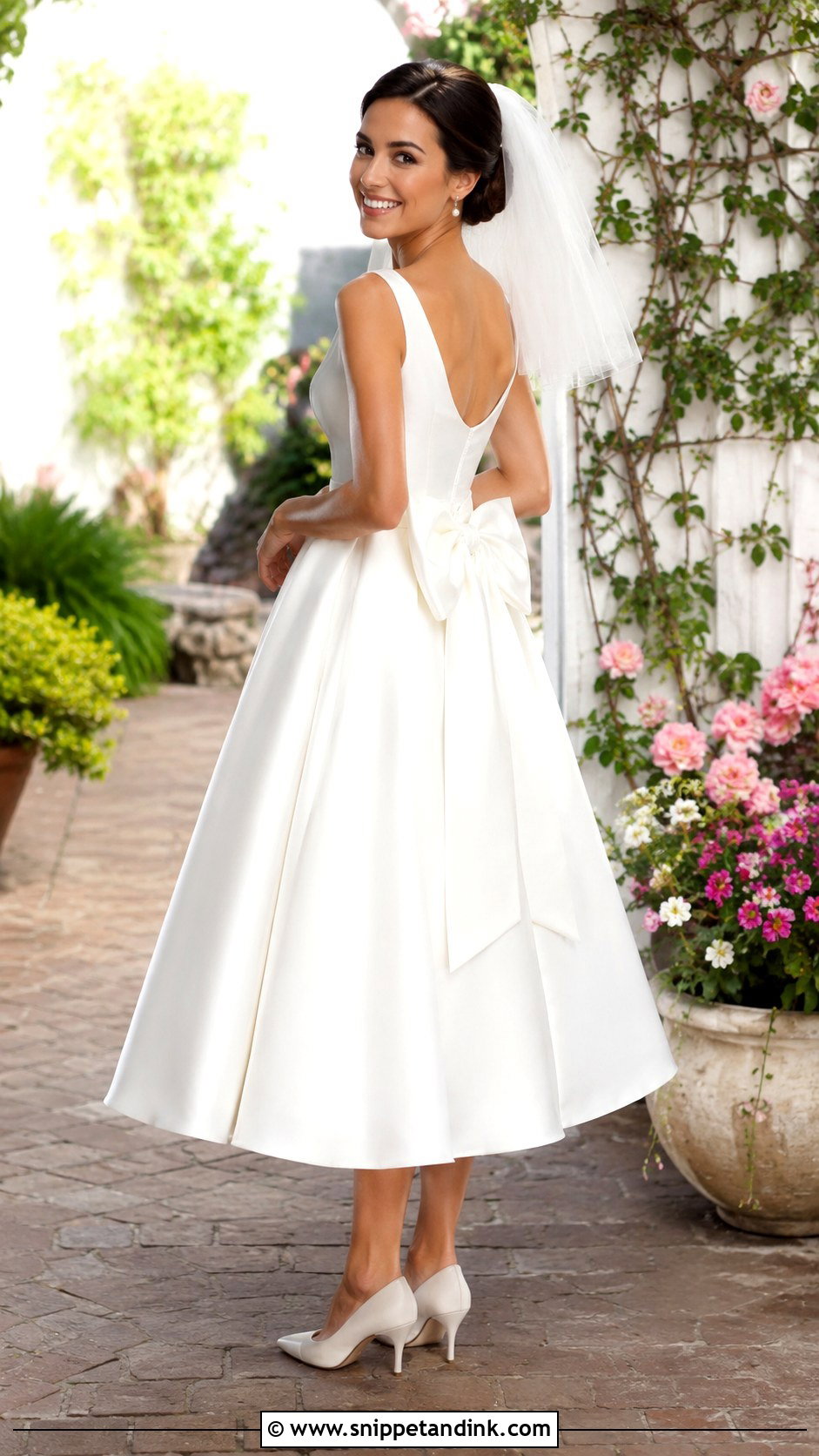 Tea Length Bow Back Wedding Dress - Snippet and Ink - 20 Bow Back Wedding Dress Ideas
