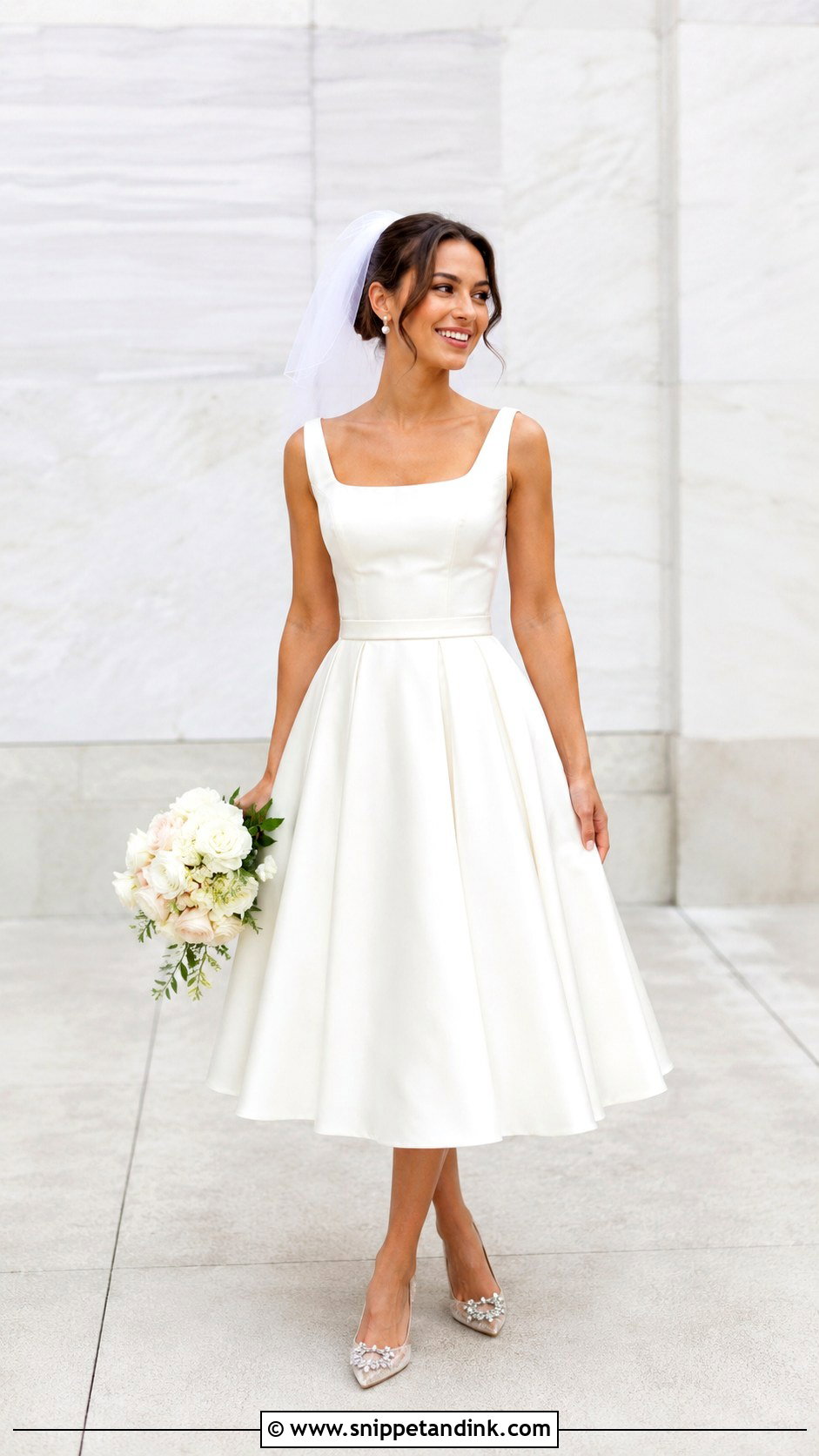 Tea Length Bridal Dress Outfit - Snippet and Ink - 30 Bridal Wear Ideas