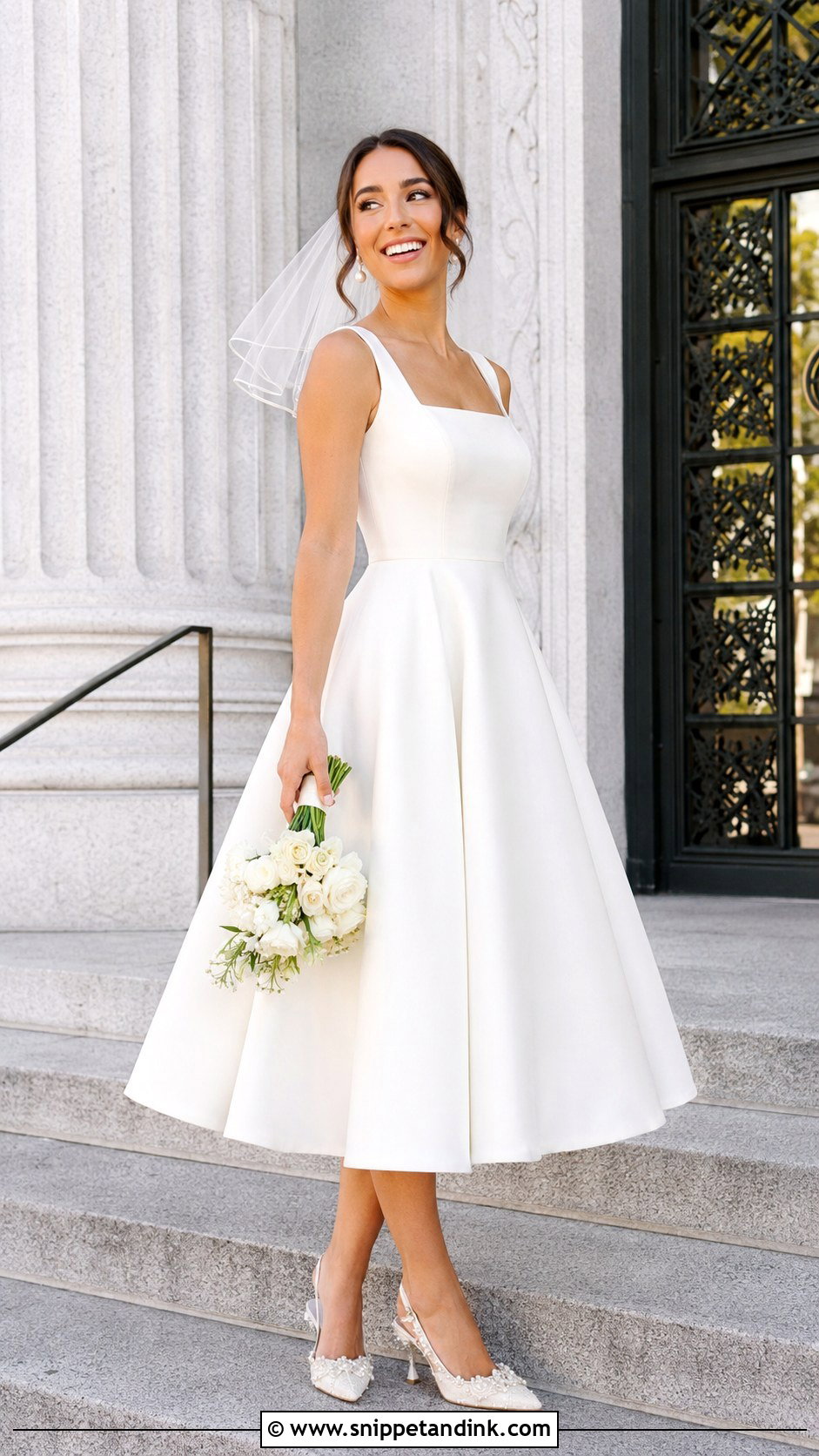 Tea Length Bridal Dress Outfit - Snippet and Ink - 20 Bride Attire Ideas