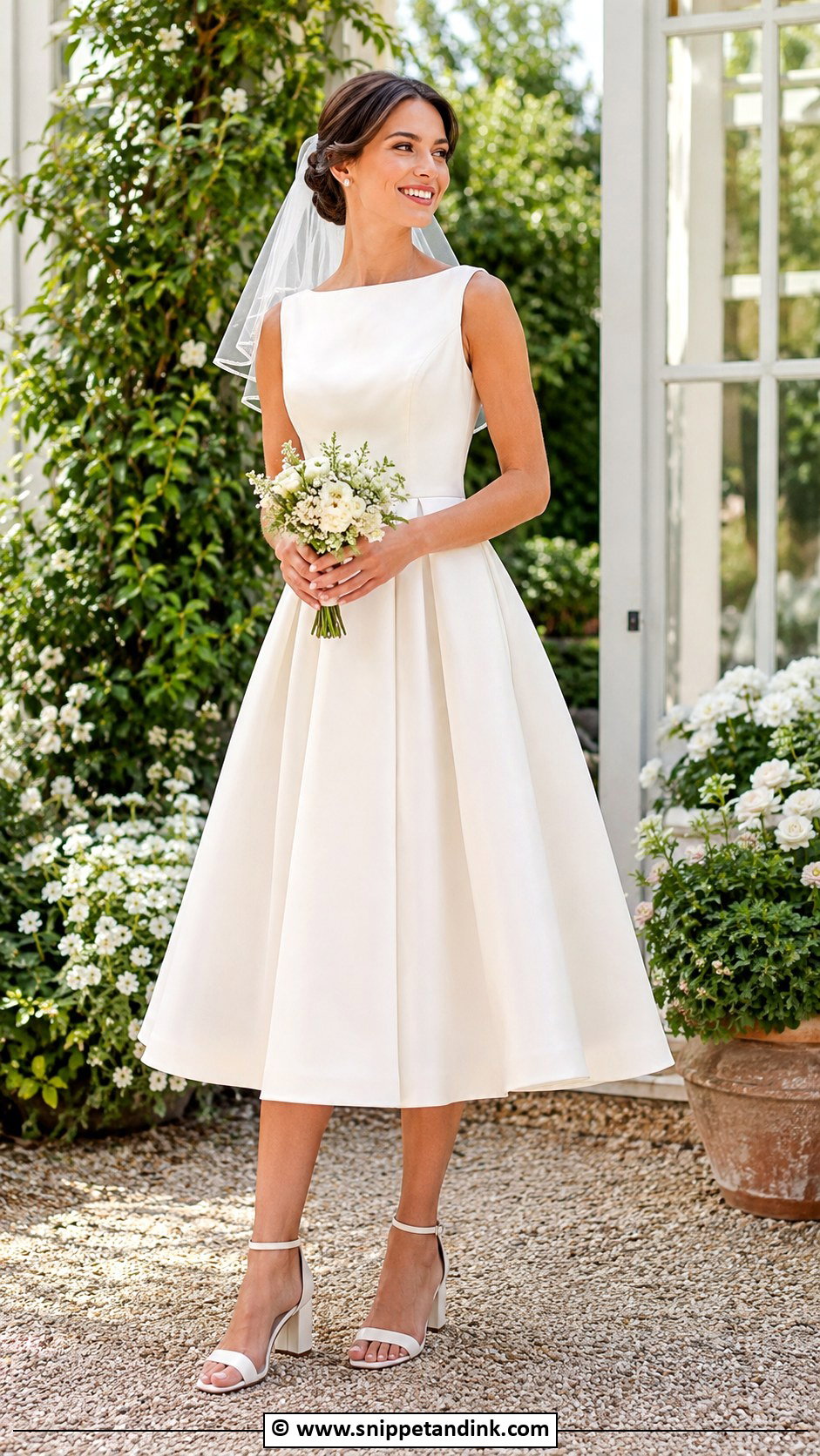 Tea Length Bride Gown With Block Heels - Snippet and Ink - 25 Bride Gowns