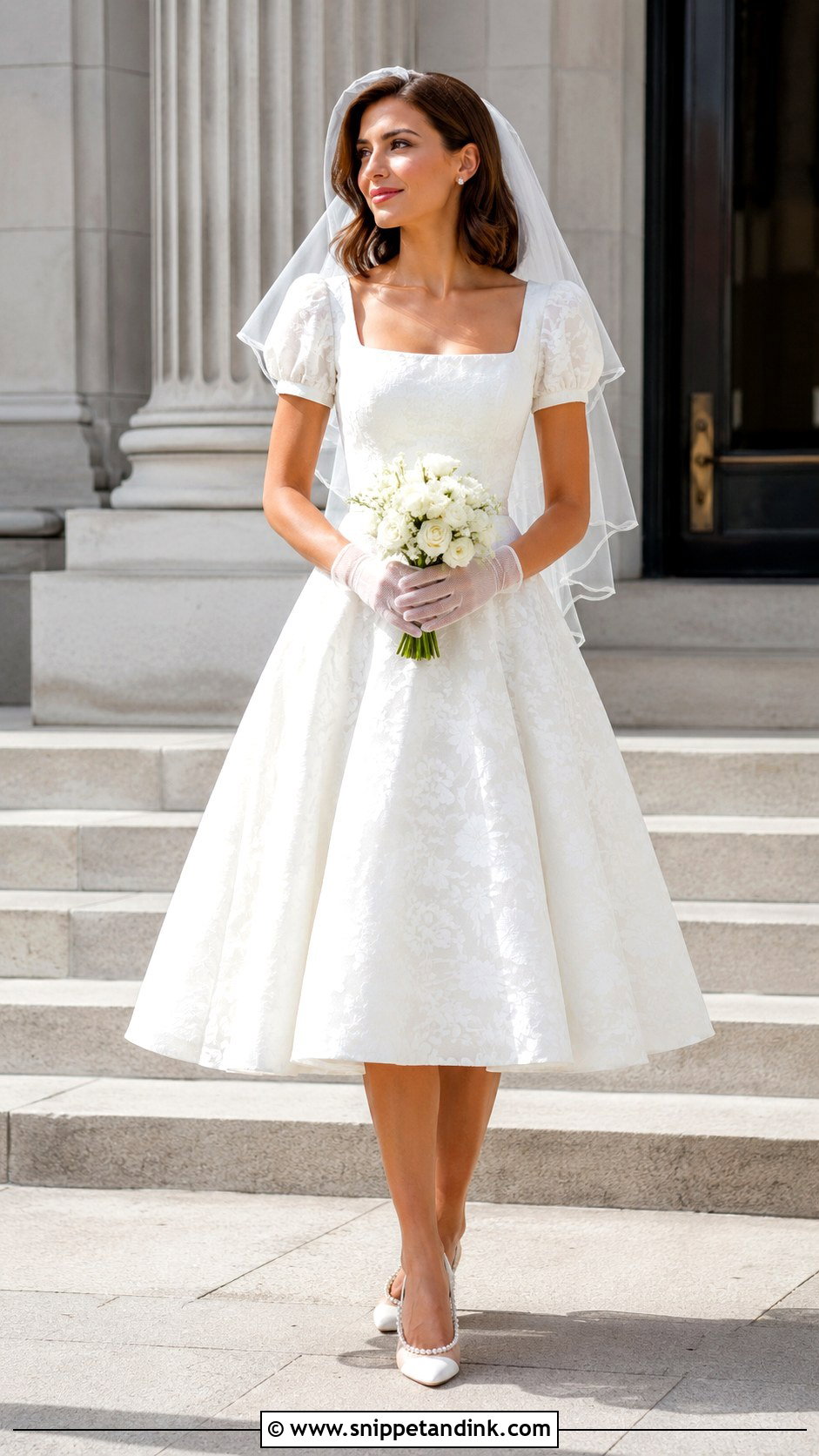 Tea Length Bridgerton Wedding Dress - Snippet and Ink - 20 Bridgerton Inspired Wedding Dresses