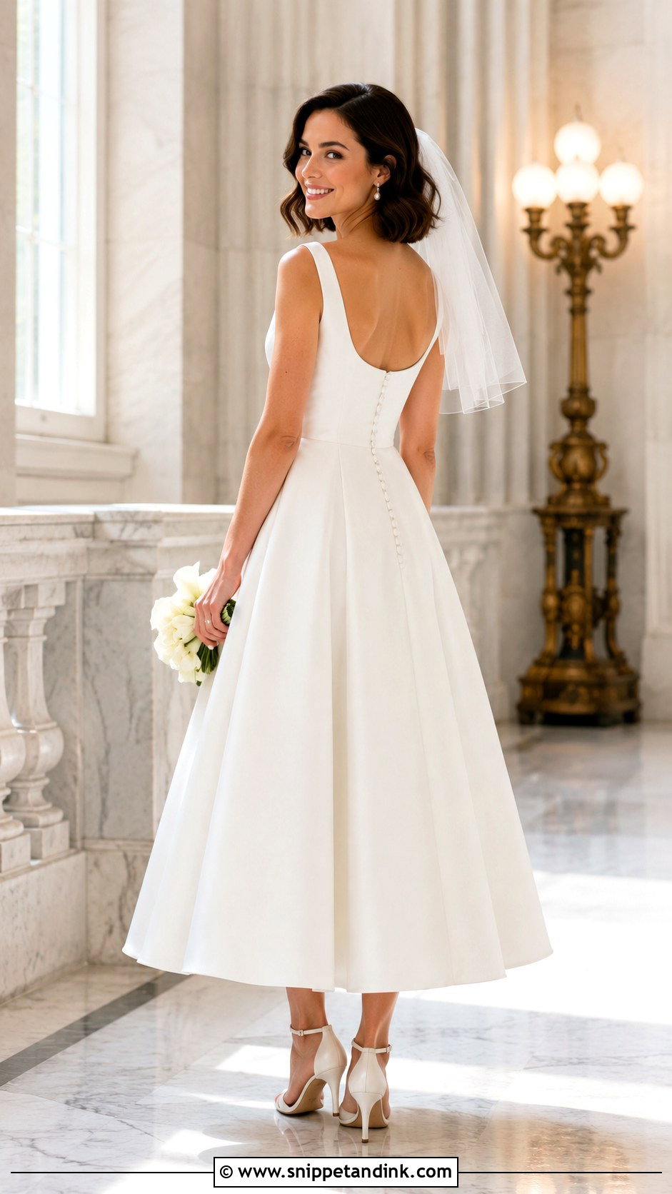 Tea Length Button Back Wedding Dress - Snippet and Ink - 20 Button Back Wedding Dress Ideas