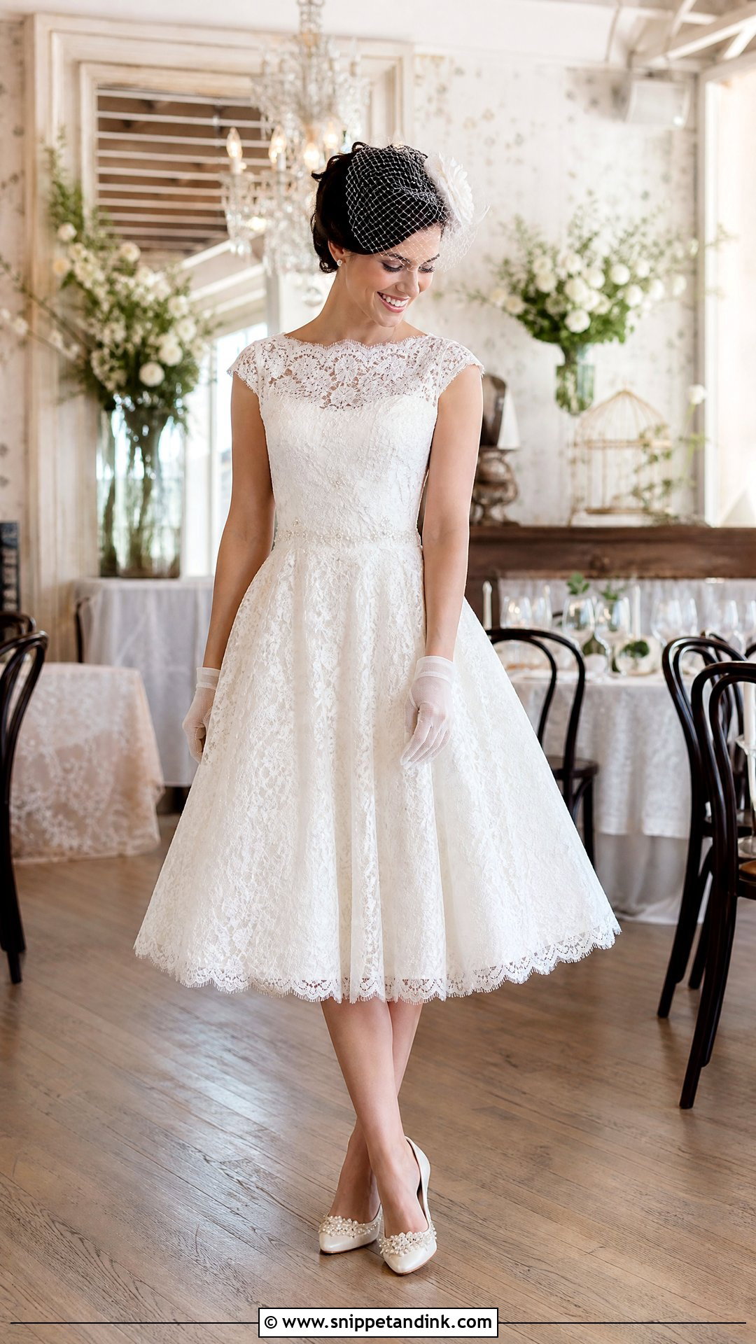 Tea Length Cap Sleeve Wedding Dress - Snippet and Ink - 20 Wedding Dress Cap Sleeves