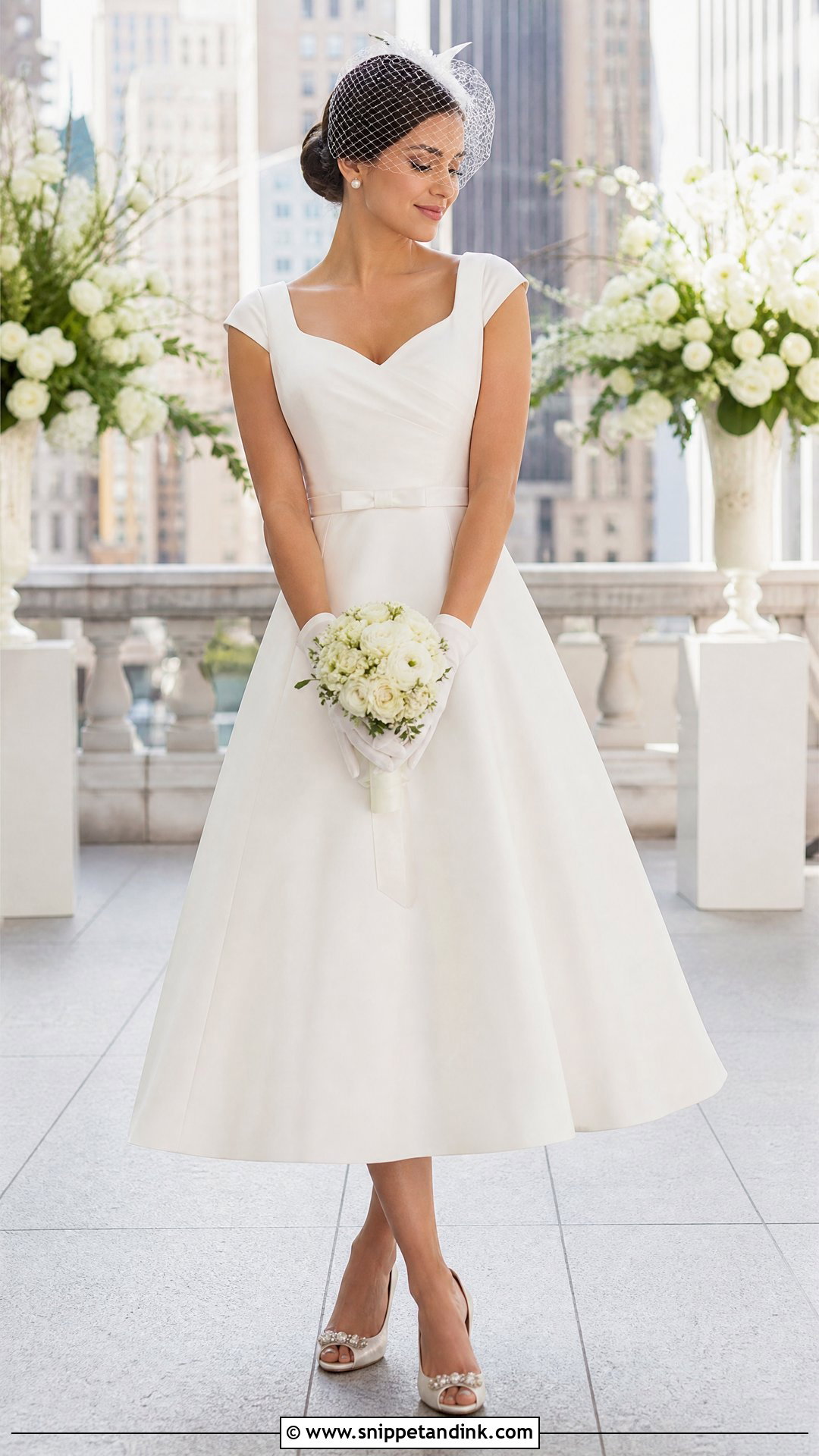 Tea Length Cap Sleeve Wedding Dress - Snippet and Ink - 20 Wedding Dresses Cap Sleeves