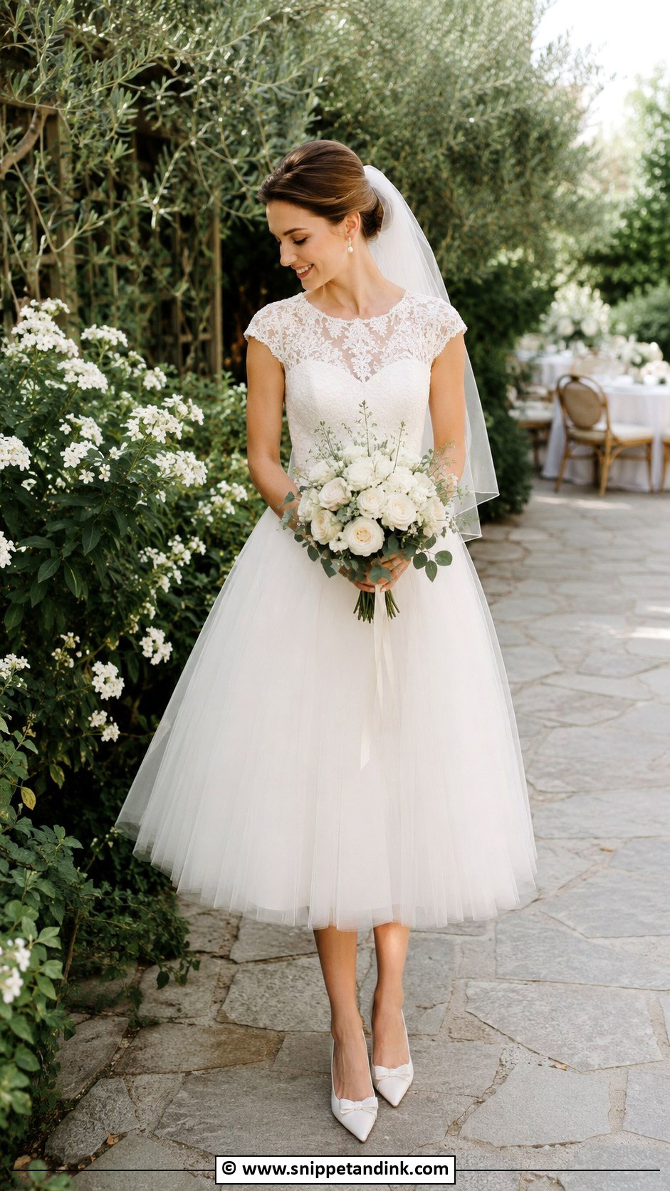 Tea Length Cap Sleeve Wedding Dress - Snippet and Ink - 30 Cap Sleeve Wedding Dress Ideas