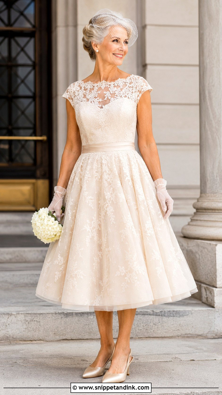 Tea Length Champagne Wedding Dress - Snippet and Ink - 20 Champagne Wedding Dress Older Bride Ideas