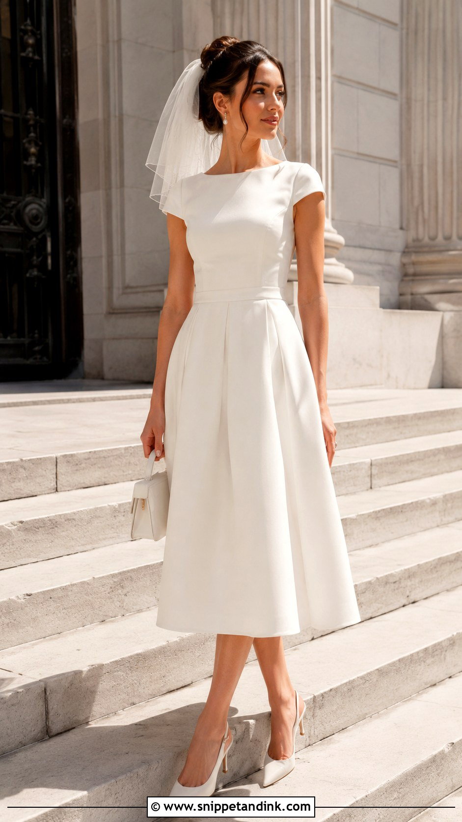 Tea Length Civil Ceremony Bridal Outfit - Snippet and Ink - 20 Bride Wear Ideas