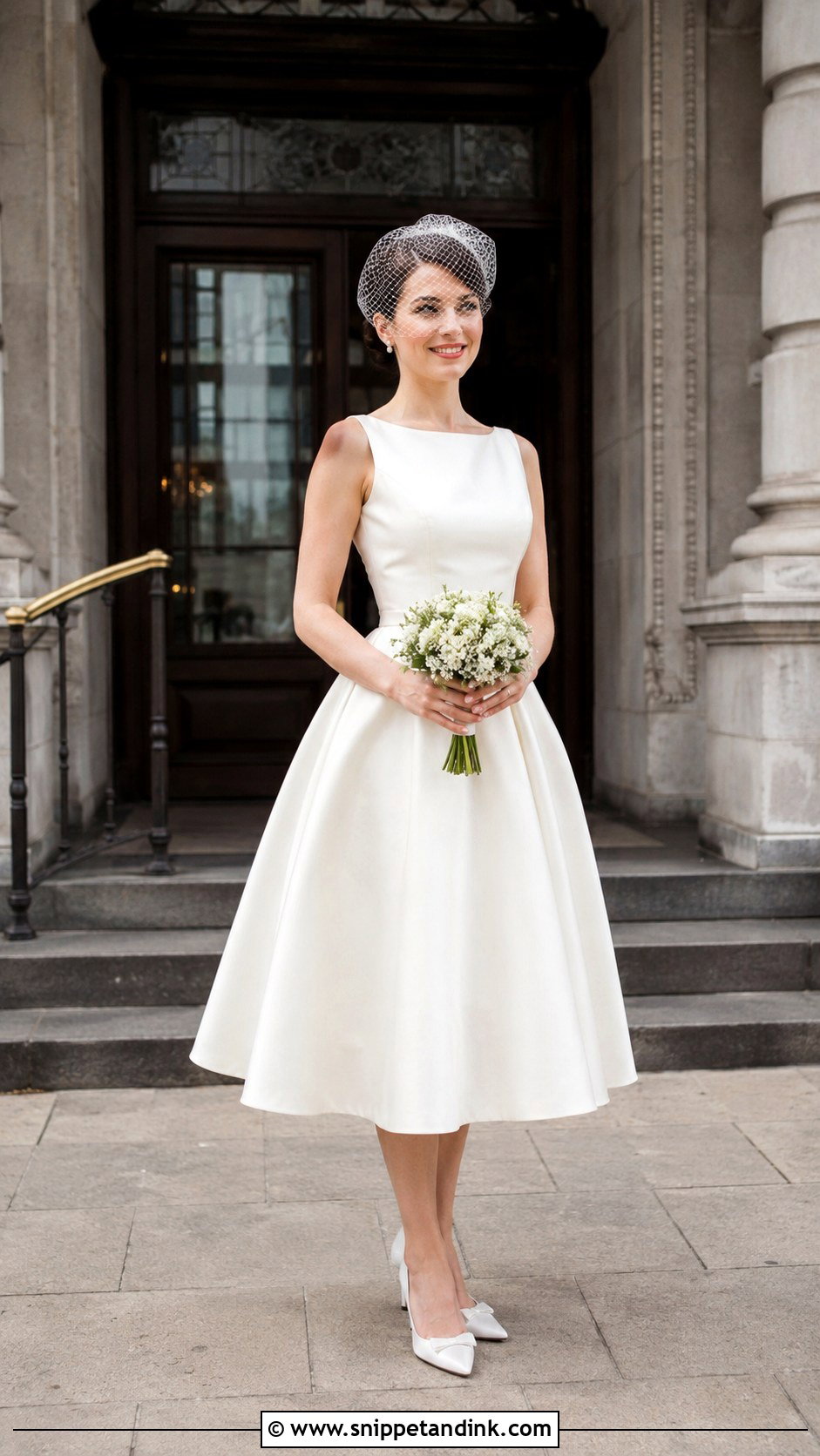 Tea Length Civil Ceremony Wedding Dress - Snippet and Ink - 20 City Hall Wedding Dress Civil Ceremony Outfit Ideas