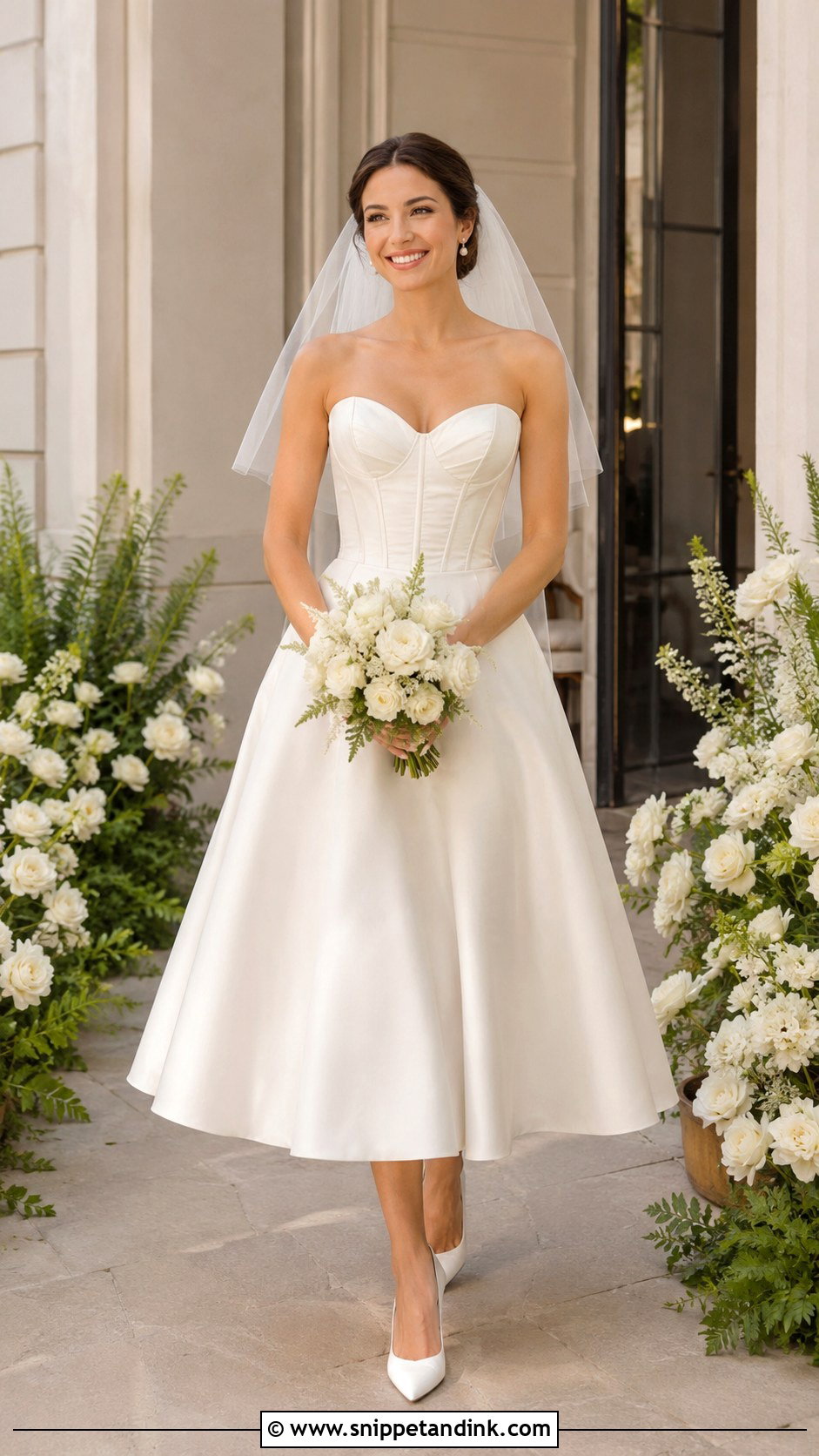 Tea Length Corset Bridal Gown - Snippet and Ink - 20 Corset Bridal Gown Ideas
