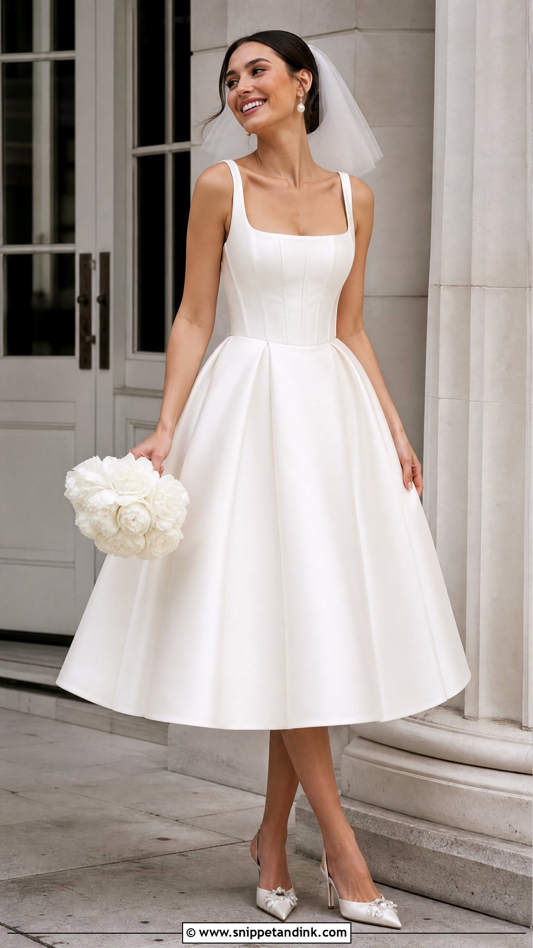 Tea Length Corset Wedding Dress - Snippet and Ink - 25 Corset Top Wedding Dresses