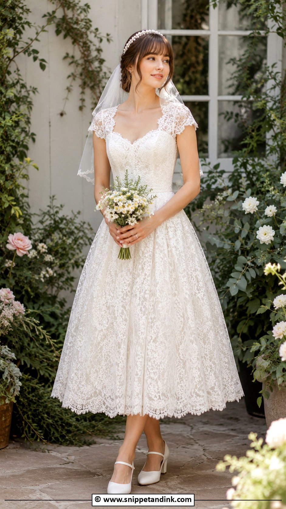 Tea Length Cottagecore Wedding Dress - Snippet and Ink - 30 Cottagecore Wedding Dress Ideas