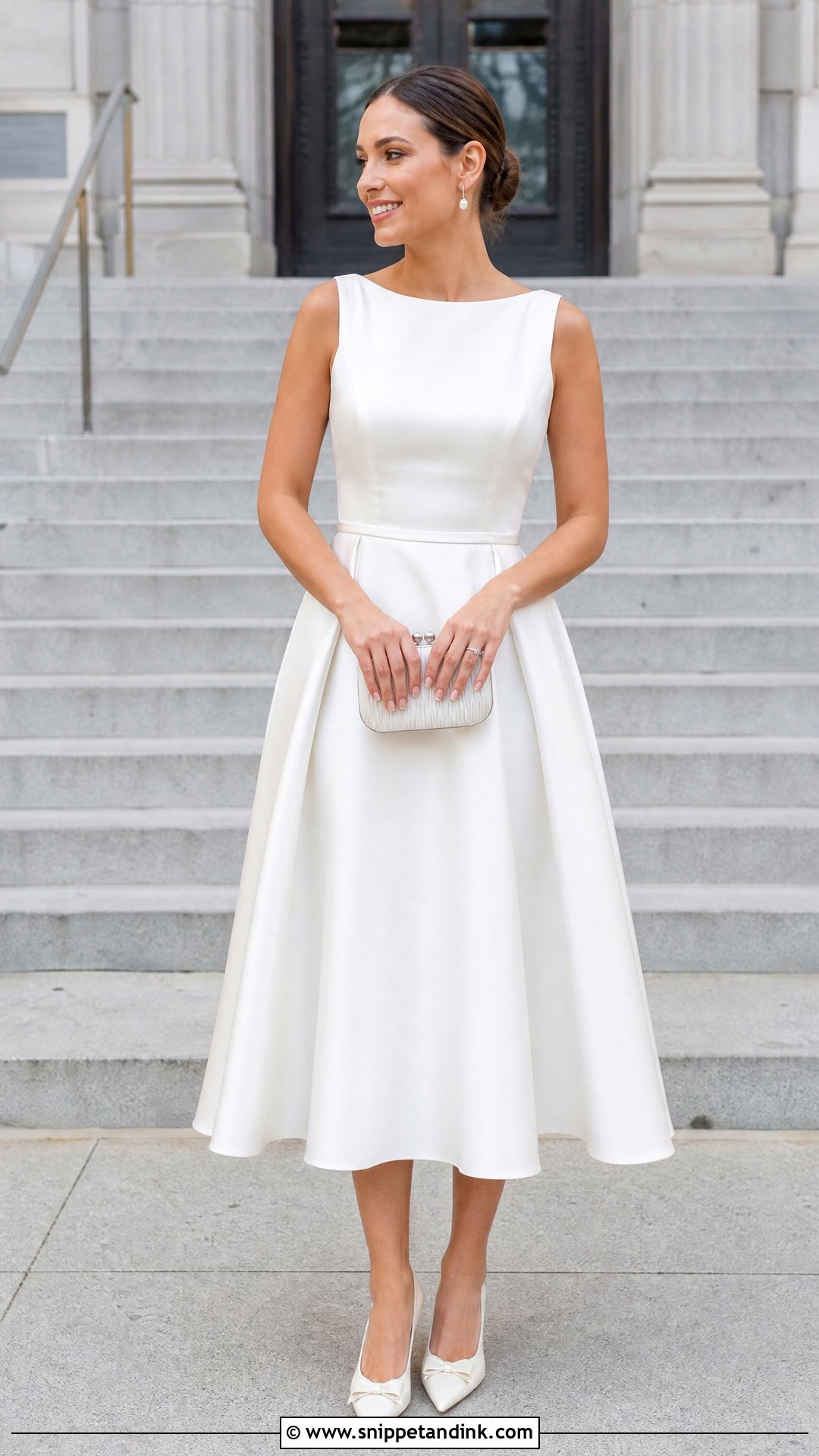 Tea Length Courthouse Wedding Dress Outfit - Snippet and Ink - 25 Simple Civil Wedding Dress Courts Ideas