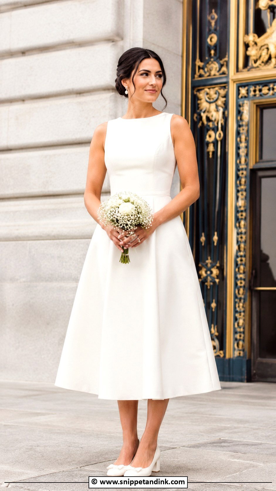 Tea Length Courthouse Wedding Dress - Snippet and Ink - 30 Courthouse Wedding Outfit Ideas