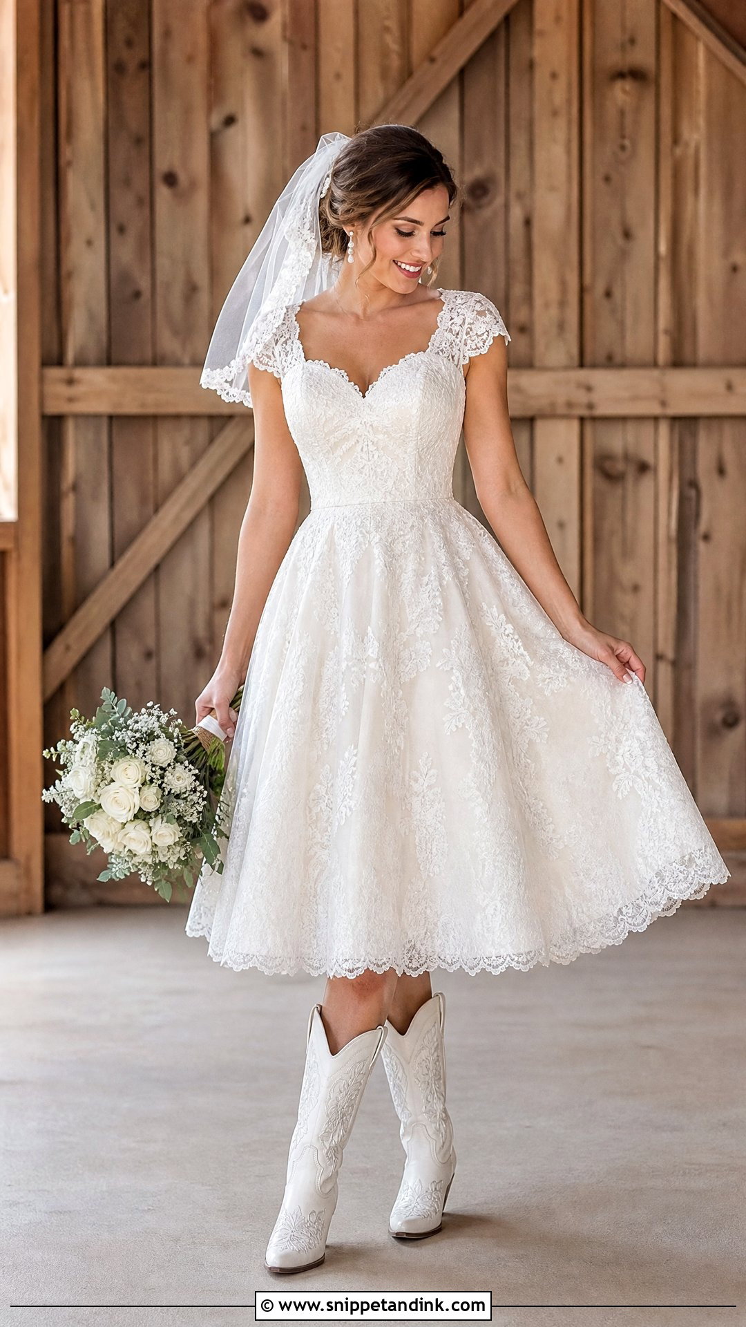 Tea Length Cowgirl Wedding Dress With Boots - Snippet and Ink - 25 Cowgirl Wedding Dress with Boots Ideas