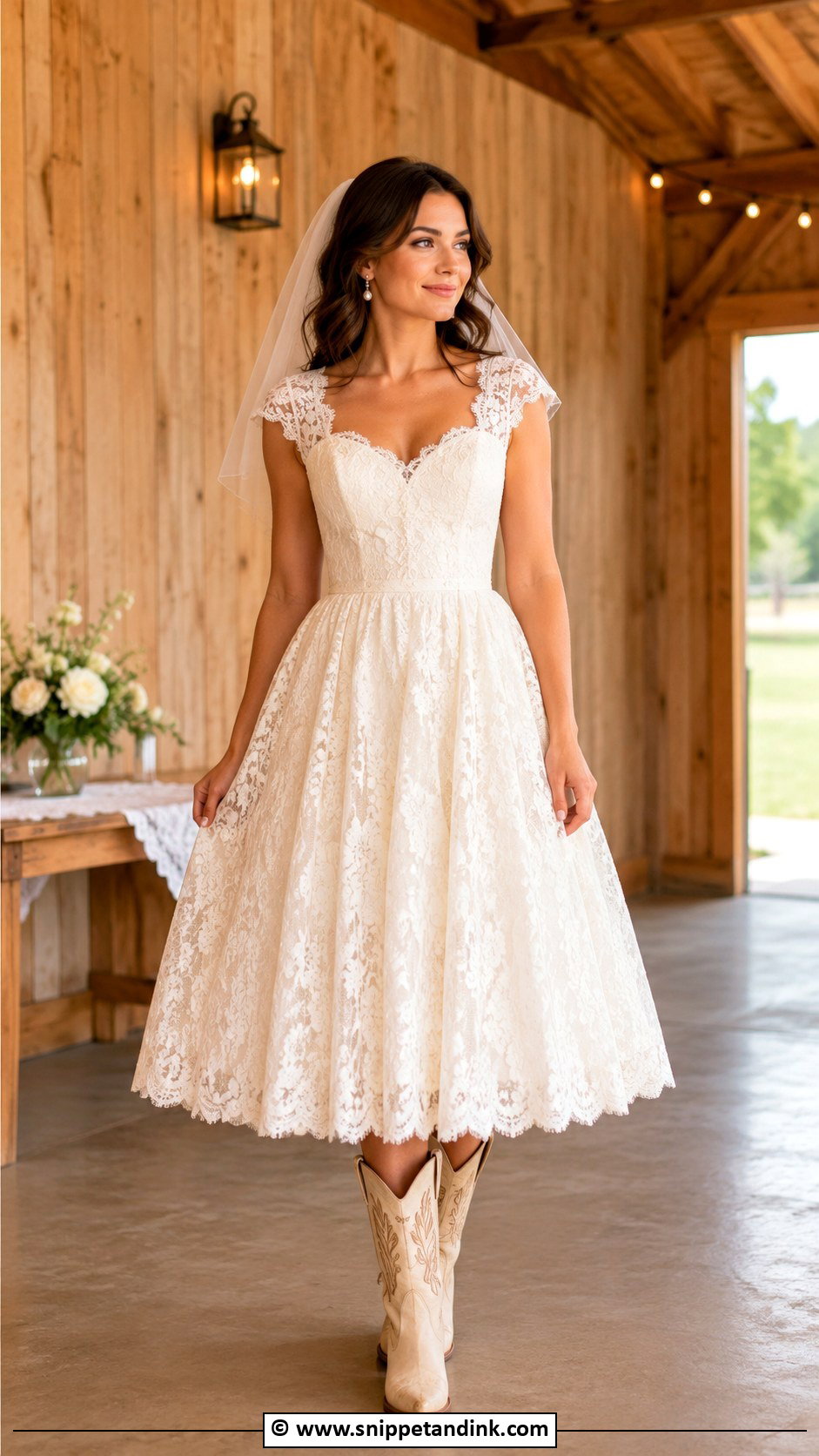 Tea Length Cowgirl Wedding Dress - Snippet and Ink - 30 Cowgirl Wedding Dress Ideas