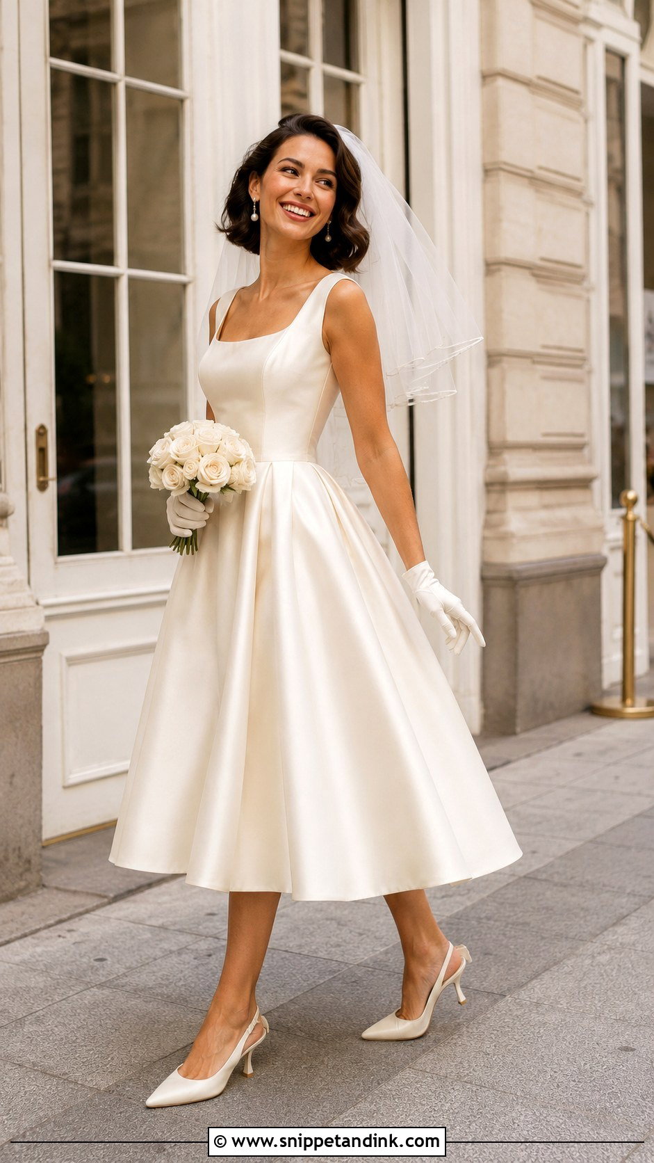 Tea Length Cream Wedding Dress - Snippet and Ink - 20 Cream Wedding Dresses