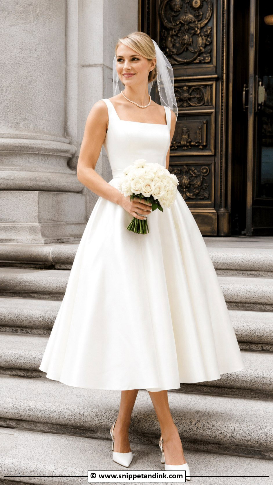 Tea Length Dress City Hall Wedding Outfit - Snippet and Ink - 30 City Hall Wedding Outfit Ideas