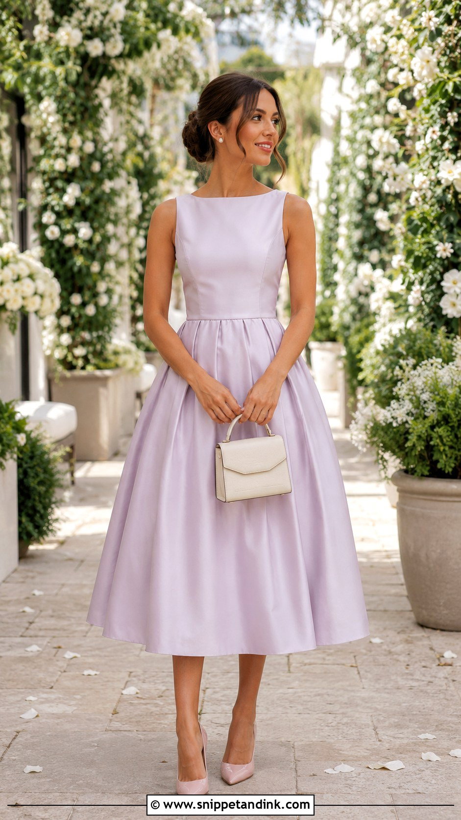 Tea Length Dress Wedding Guest Outfit - Snippet and Ink - 25 Summer Wedding Outfit Ideas