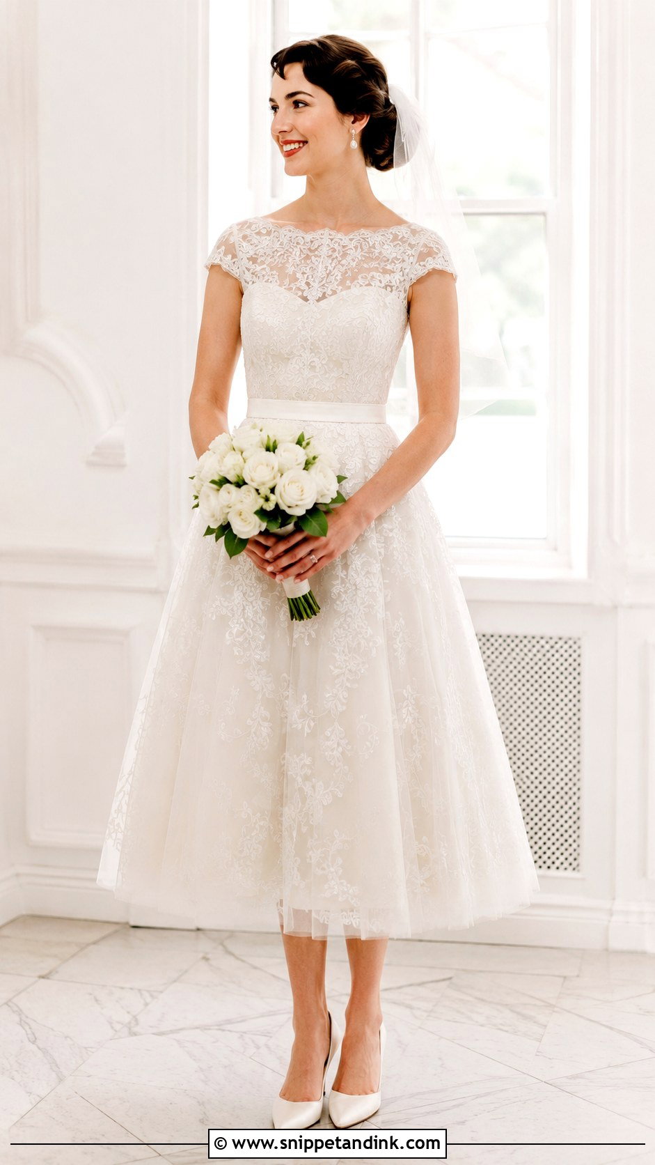 Tea Length Embroidered Wedding Dress - Snippet and Ink - 30 Embroidered Wedding Dress Ideas