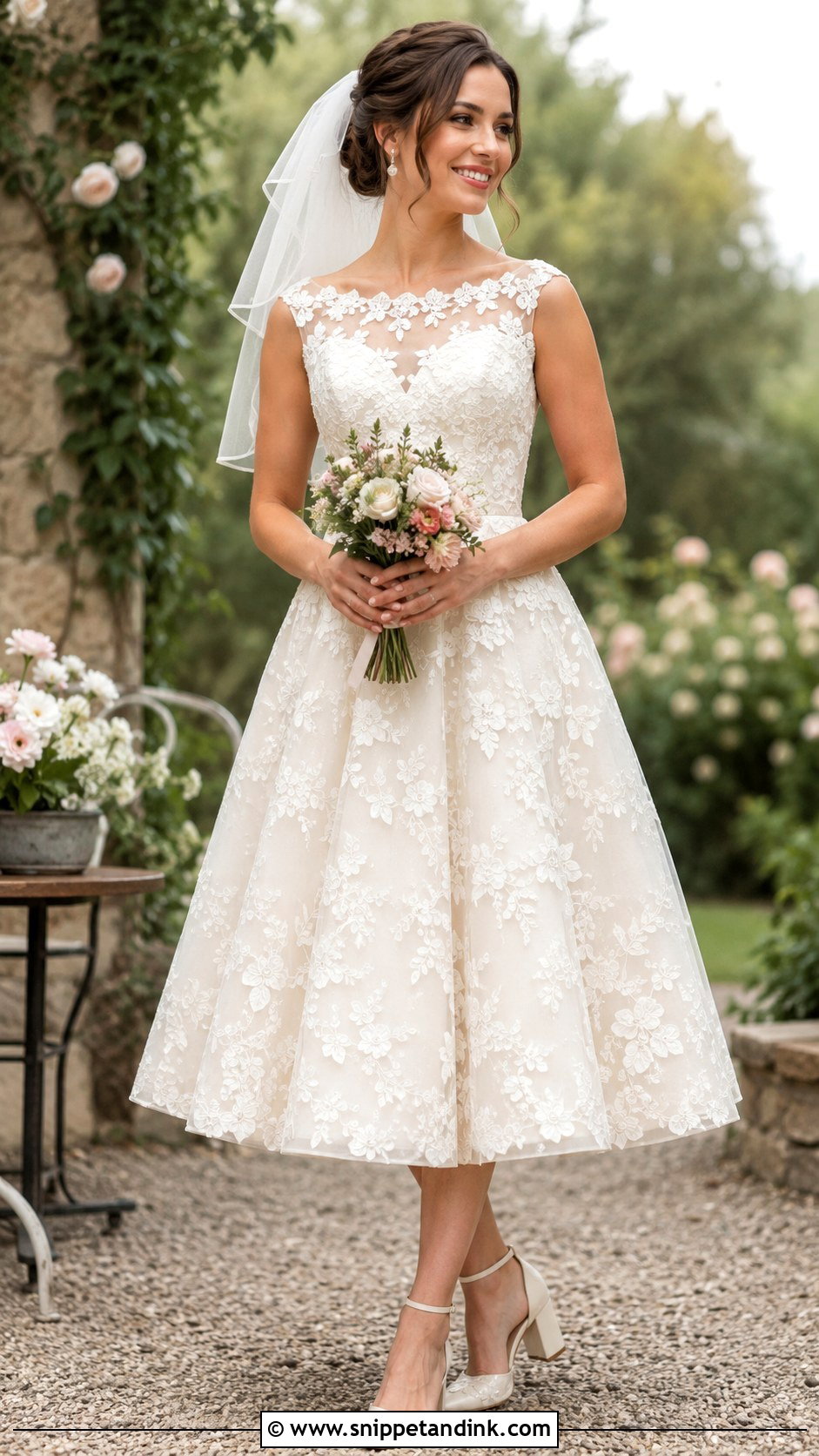 Tea Length Embroidery Wedding Dress - Snippet and Ink - 25 Embroidery Wedding Dress Ideas
