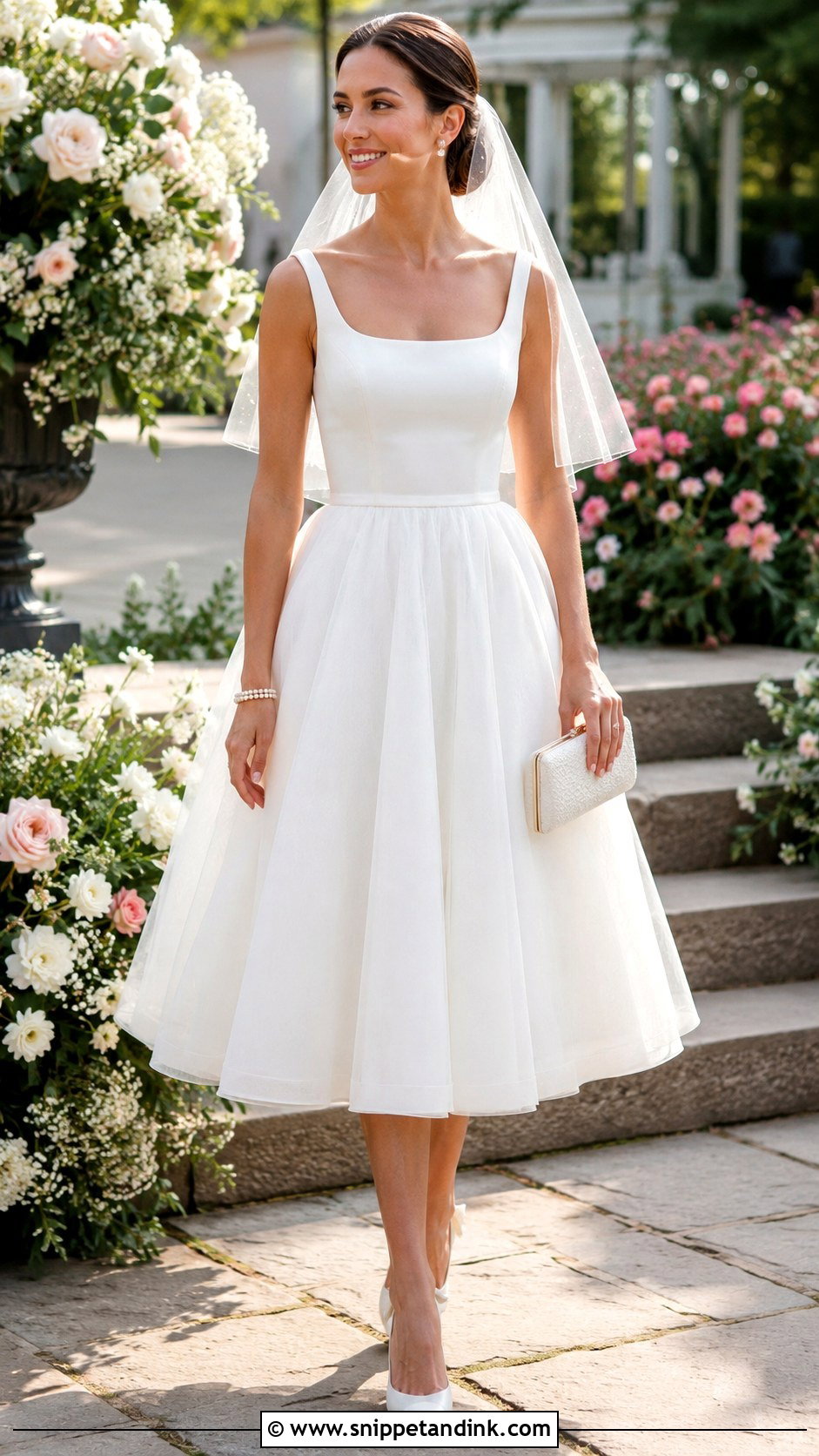 Tea Length Fit And Flare Wedding Dress - Snippet and Ink - 20 Modern Short Wedding Dress Ideas