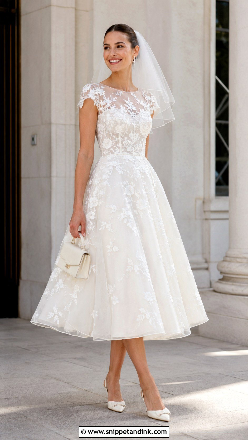 Tea Length Floral Wedding Dress - Snippet and Ink - 20 Floral Flower Wedding Dress Gown Ideas